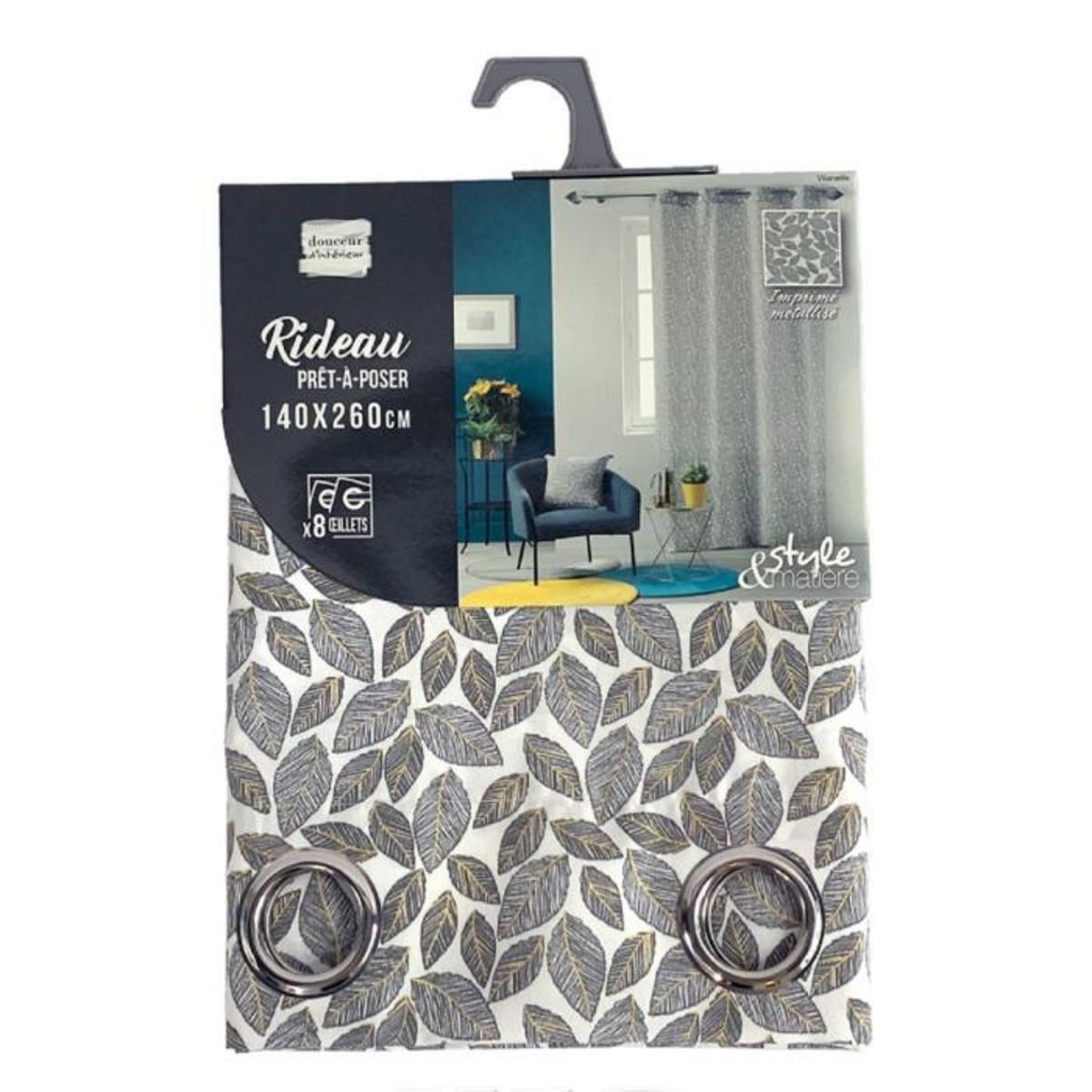 Paris Prix Rideau à Œillets Imprimé  Vilanelle  140x260cm Gris