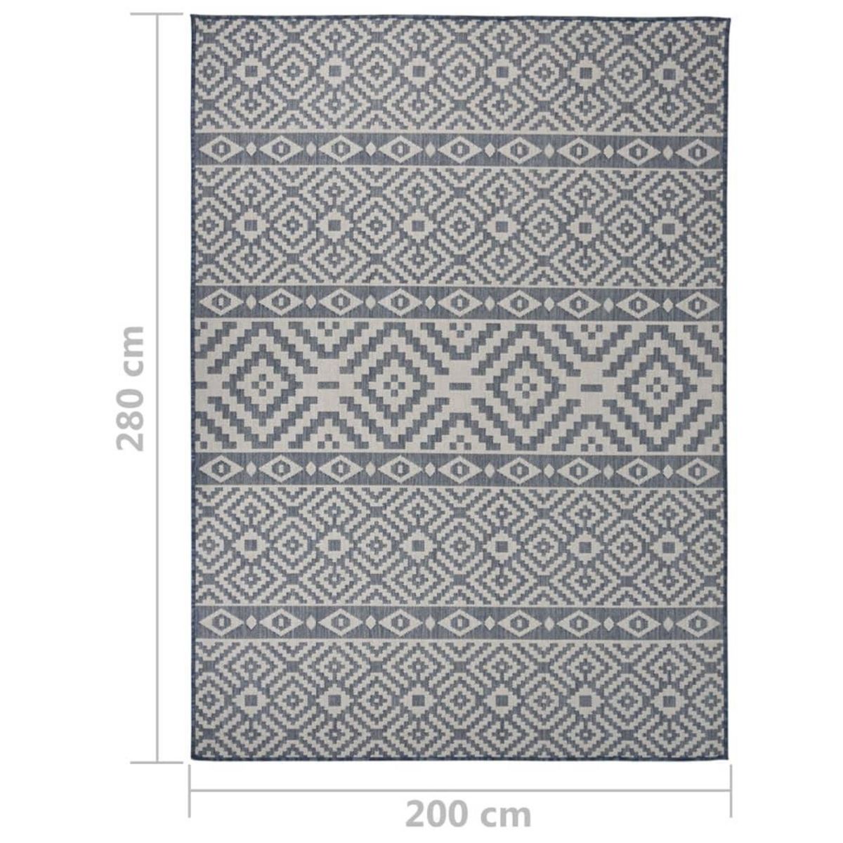 VIDAXL Tapis a tissage plat d'exterieur 200x280 cm Rayures bleues