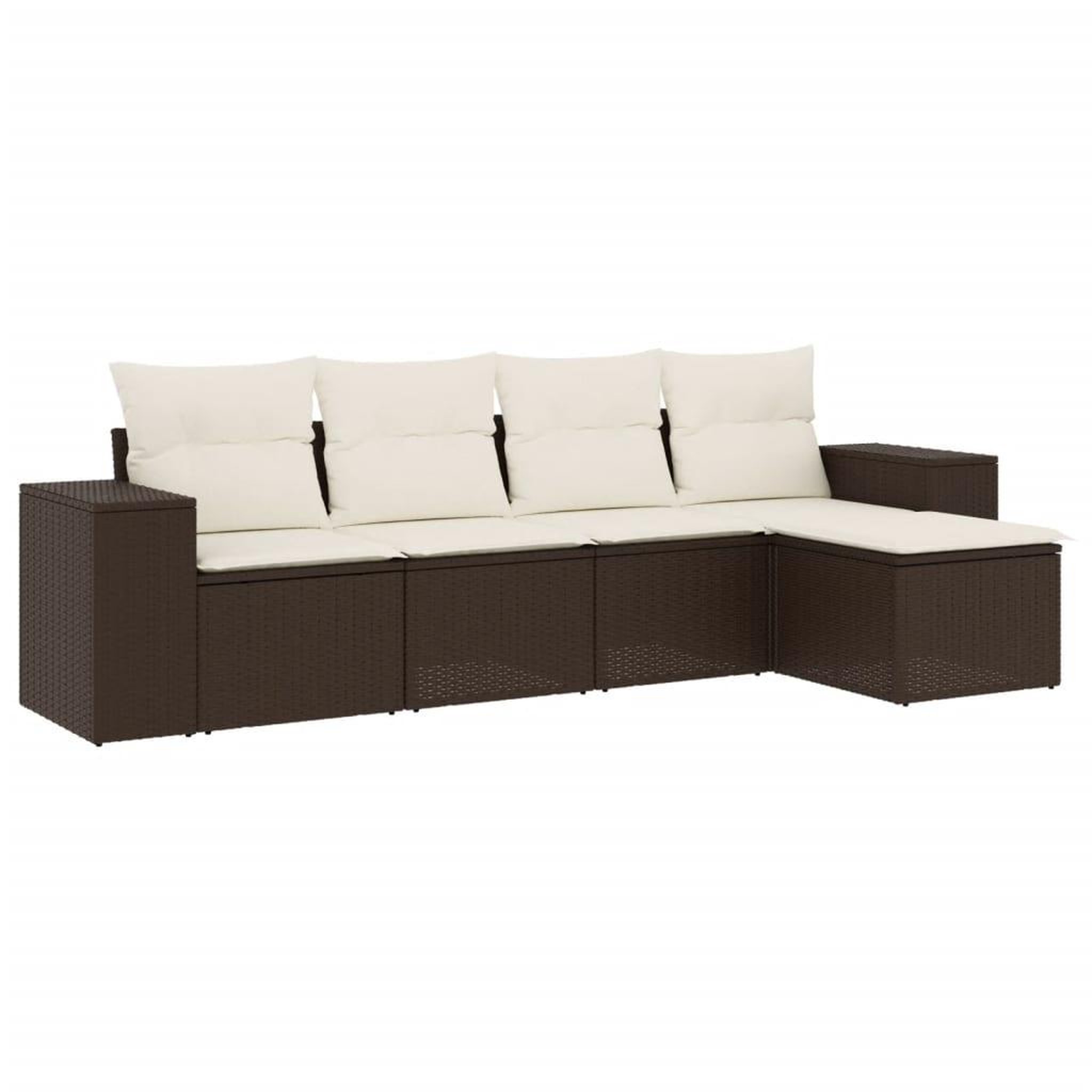 Voir la diapositive 2 : VIDAXL Salon de jardin avec coussins 5 pcs marron resine tressee