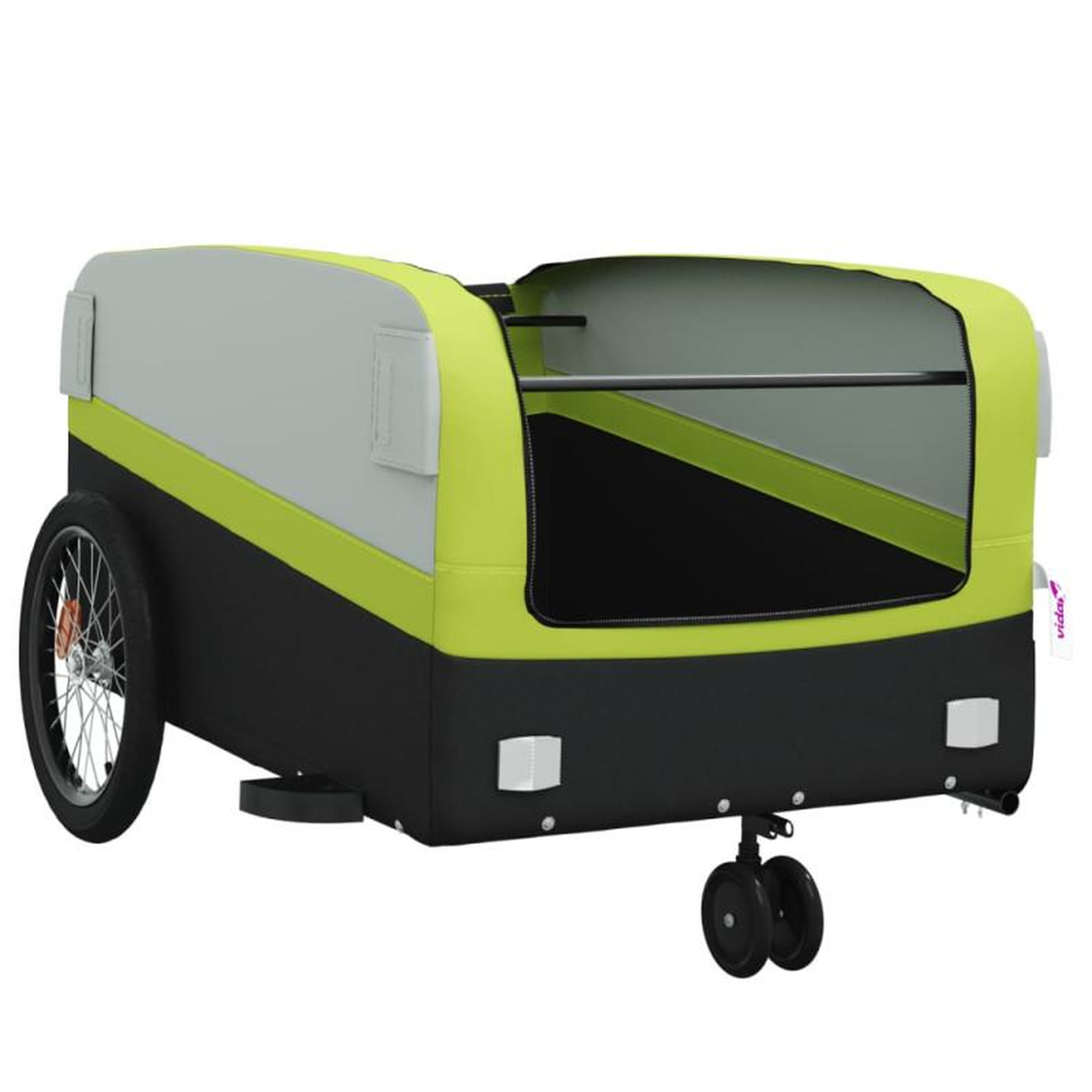 Voir la diapositive 5 : VIDAXL Remorque de vélo noir et vert 45 kg fer