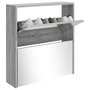 Voir la diapositive 3 : VIDAXL Armoire a chaussures miroir 2 niveaux Sonoma gris 63x17x67 cm