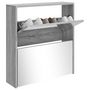 Voir la diapositive 3 : VIDAXL Armoire a chaussures miroir 2 niveaux Sonoma gris 63x17x67 cm