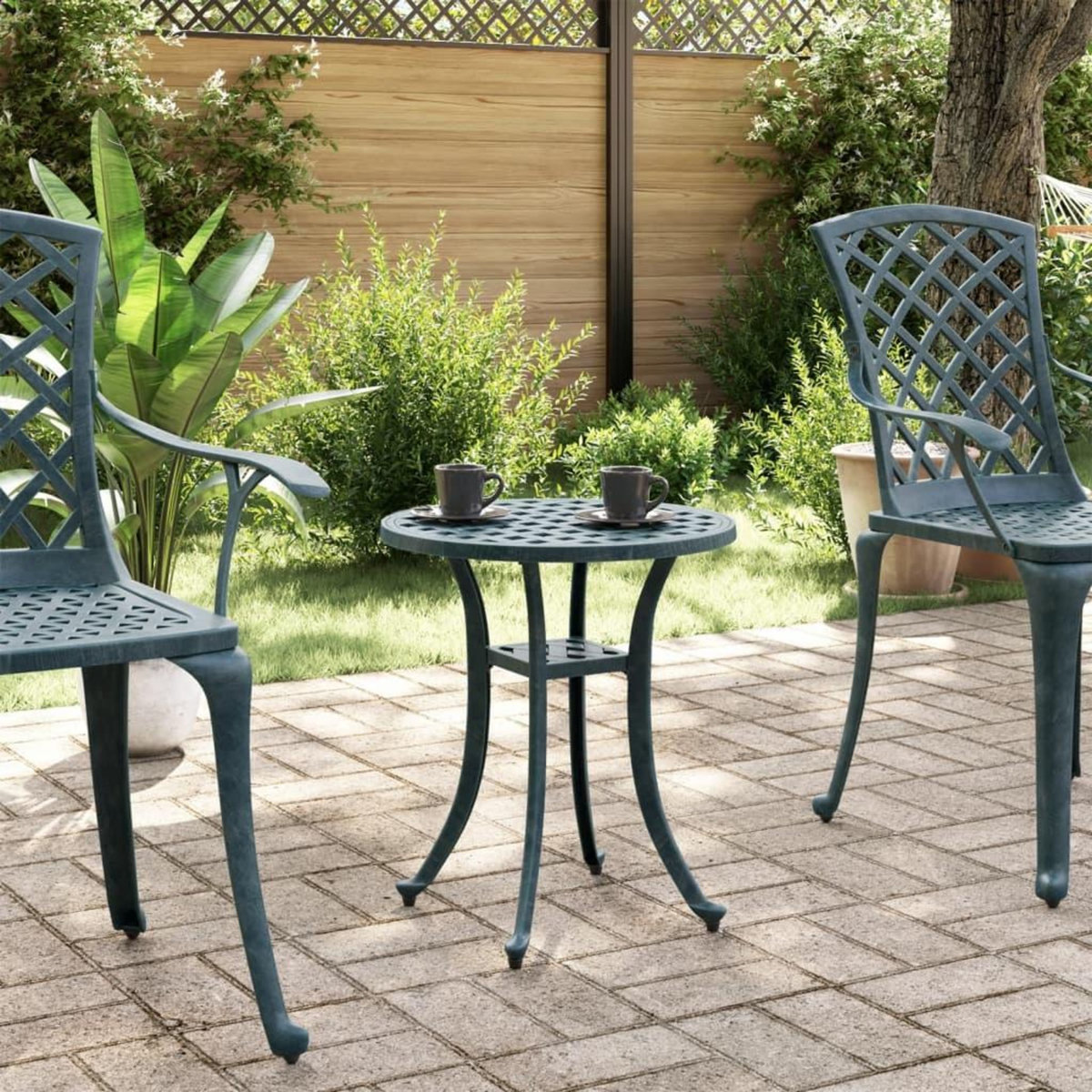 VIDAXL Table de jardin vert Ø48x53 cm aluminium coule