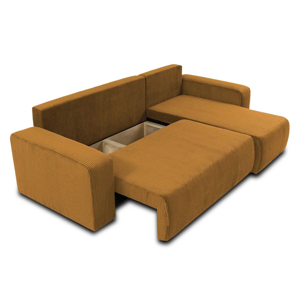 BEST MOBILIER Artemisa - canapé d'angle réversible 4 places - convertible avec coffre - en velours côtelé