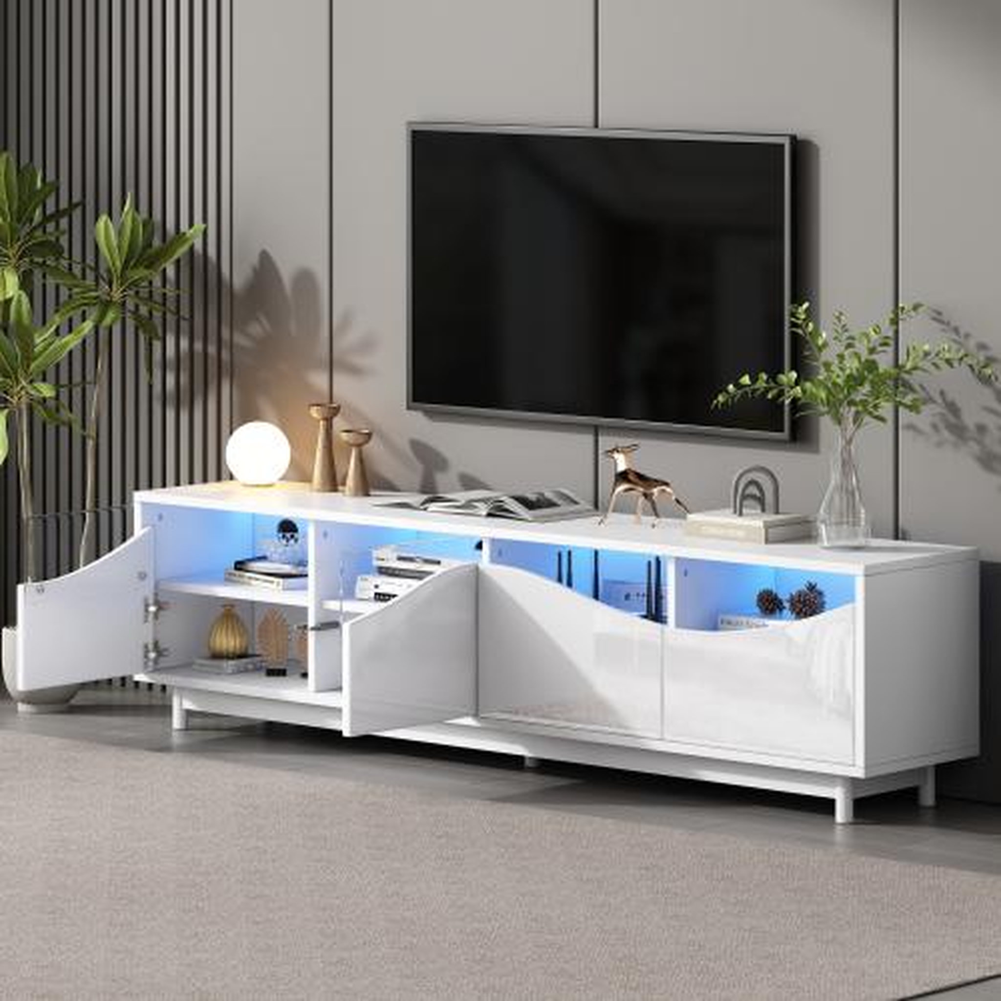 Voir la diapositive 5 : MERAX Meuble tv blanc 175 cm led mdf
