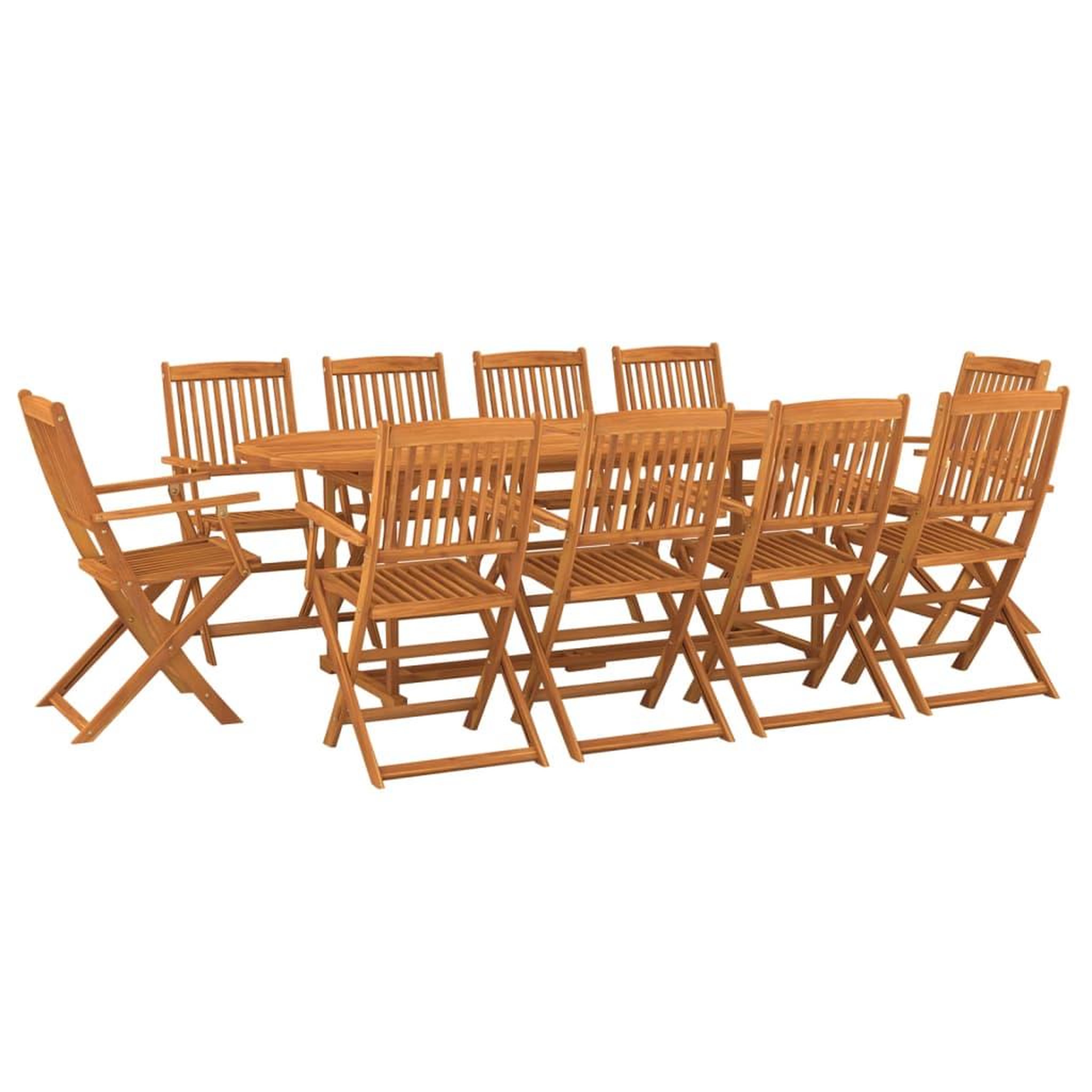 Voir la diapositive 2 : VIDAXL Ensemble a manger de jardin 11 pcs 220x90x75 cm bois d'acacia