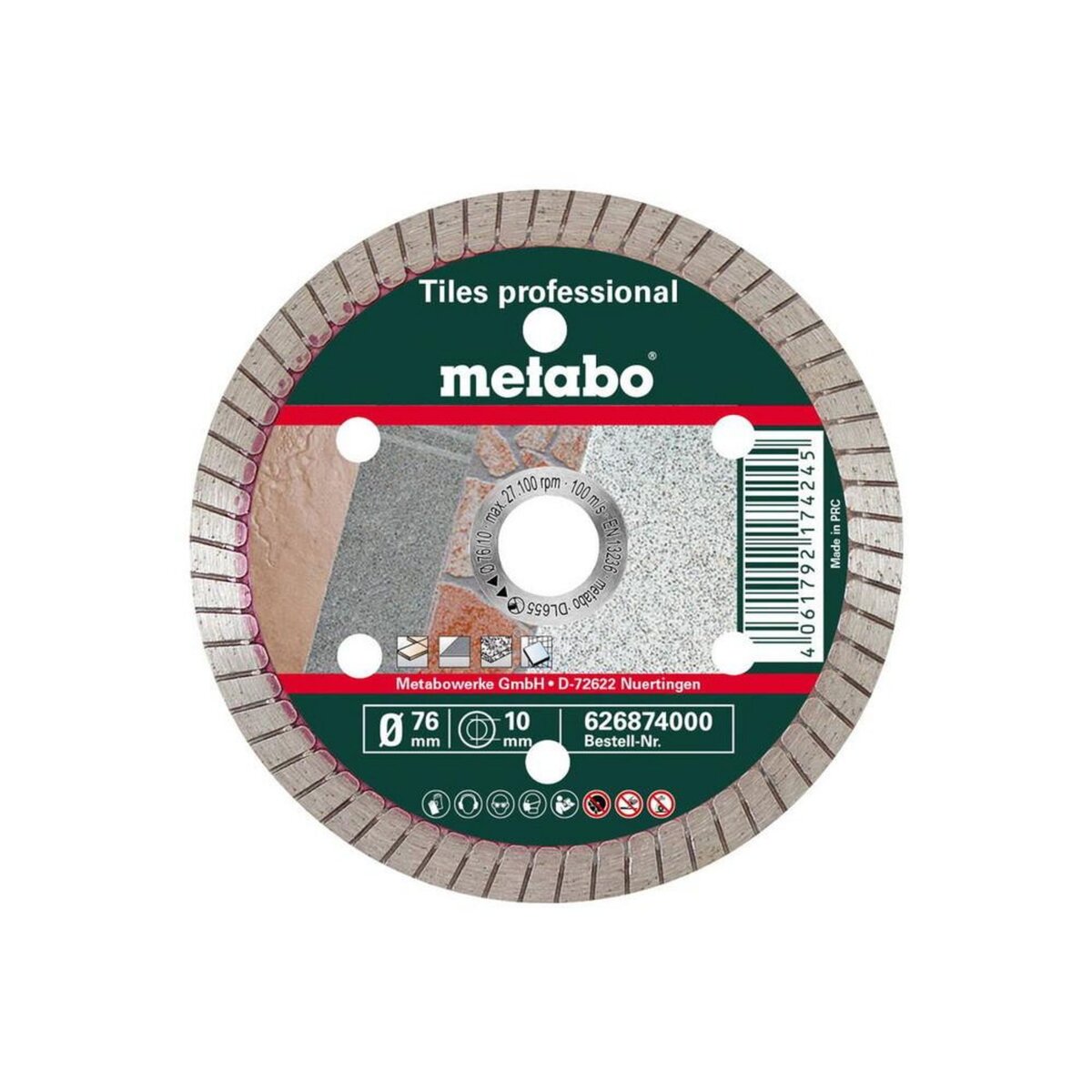 METABO SAS Meule de tronçonnage diamantée - TP Carrelage professional - Ø76 x 10 mm