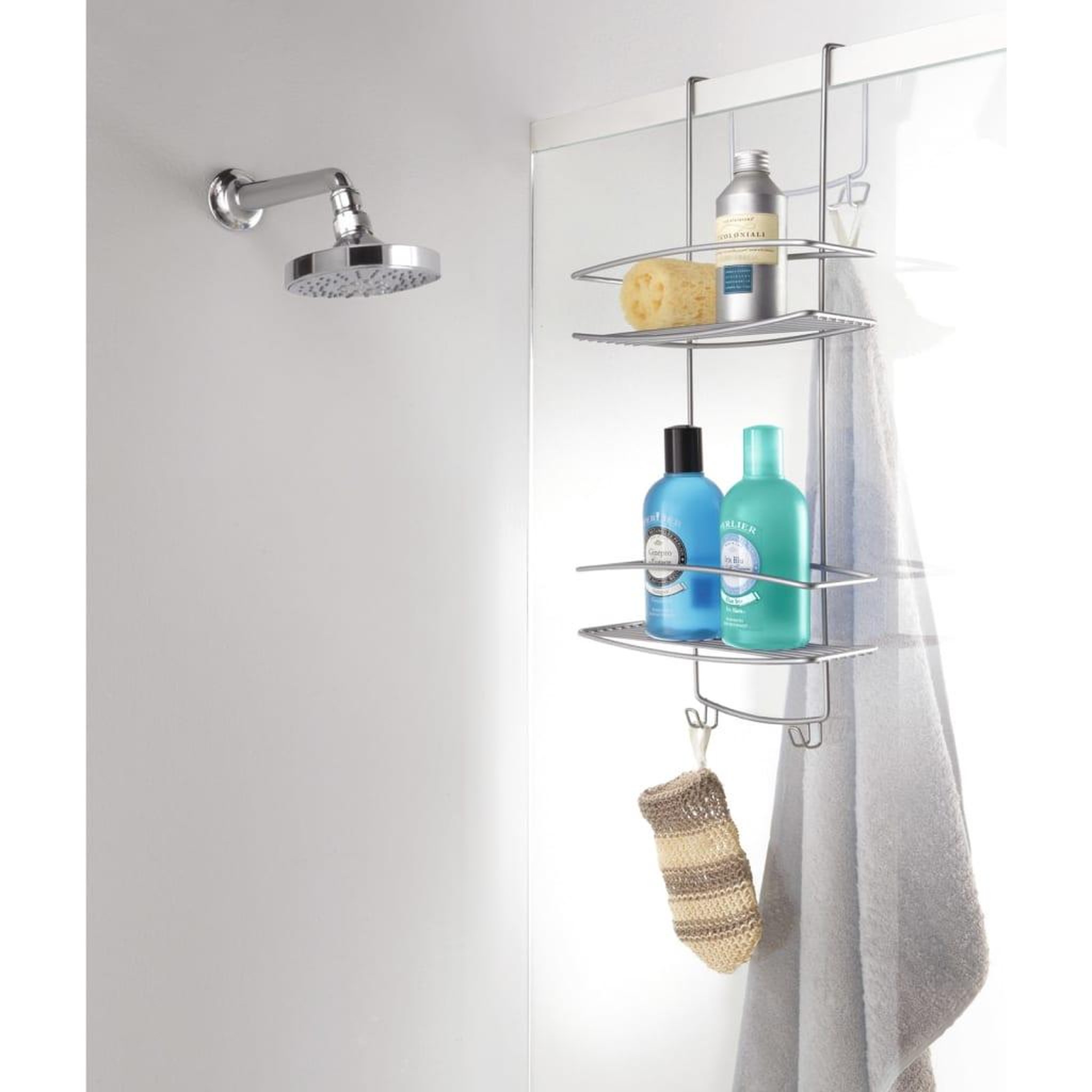 Voir la diapositive 1 : Metaltex Metaltex Support de douche a 2 niveaux avec crochets Onda Argente