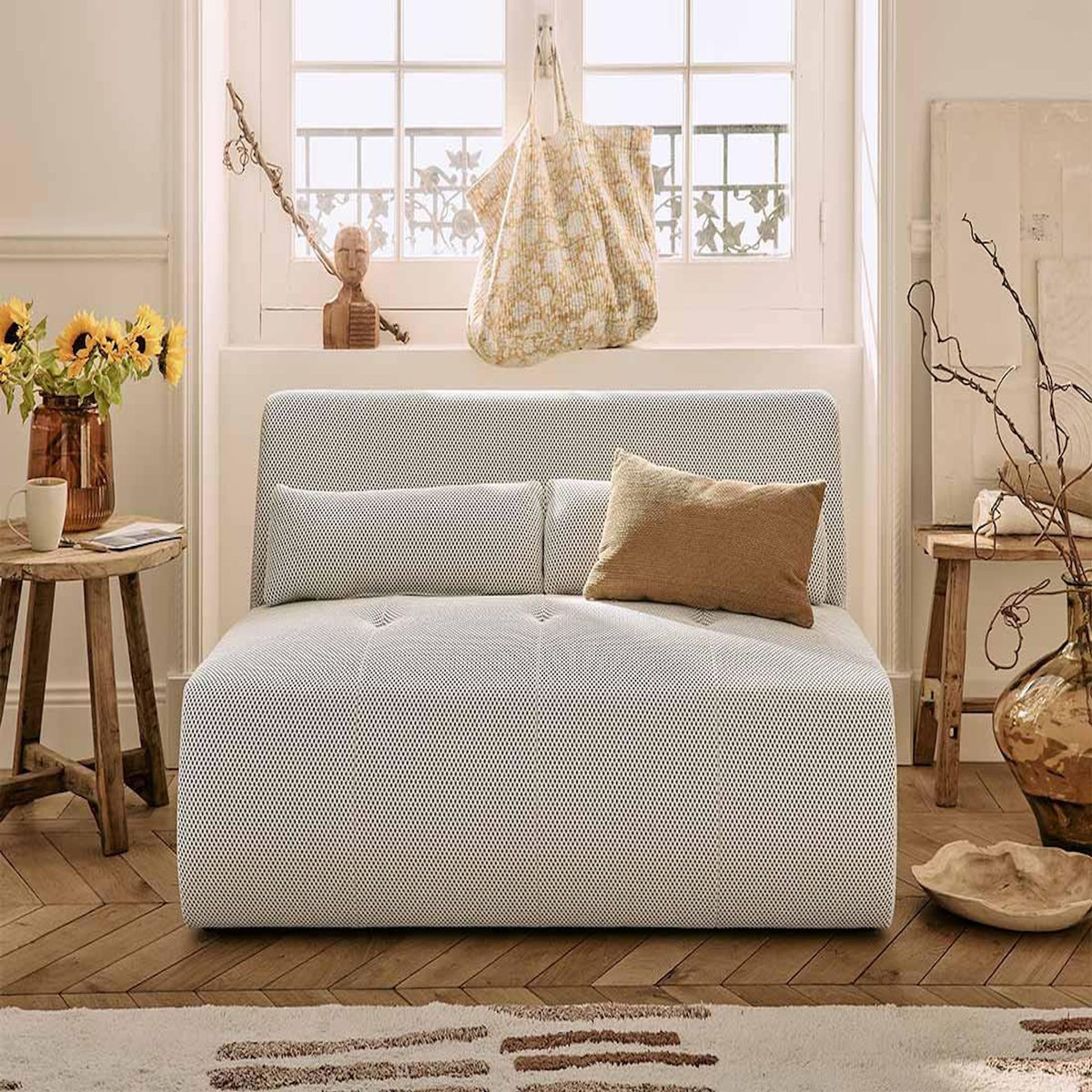 LISA DESIGN Onyx - canapé droit 2 places - en tissu mailles 3d