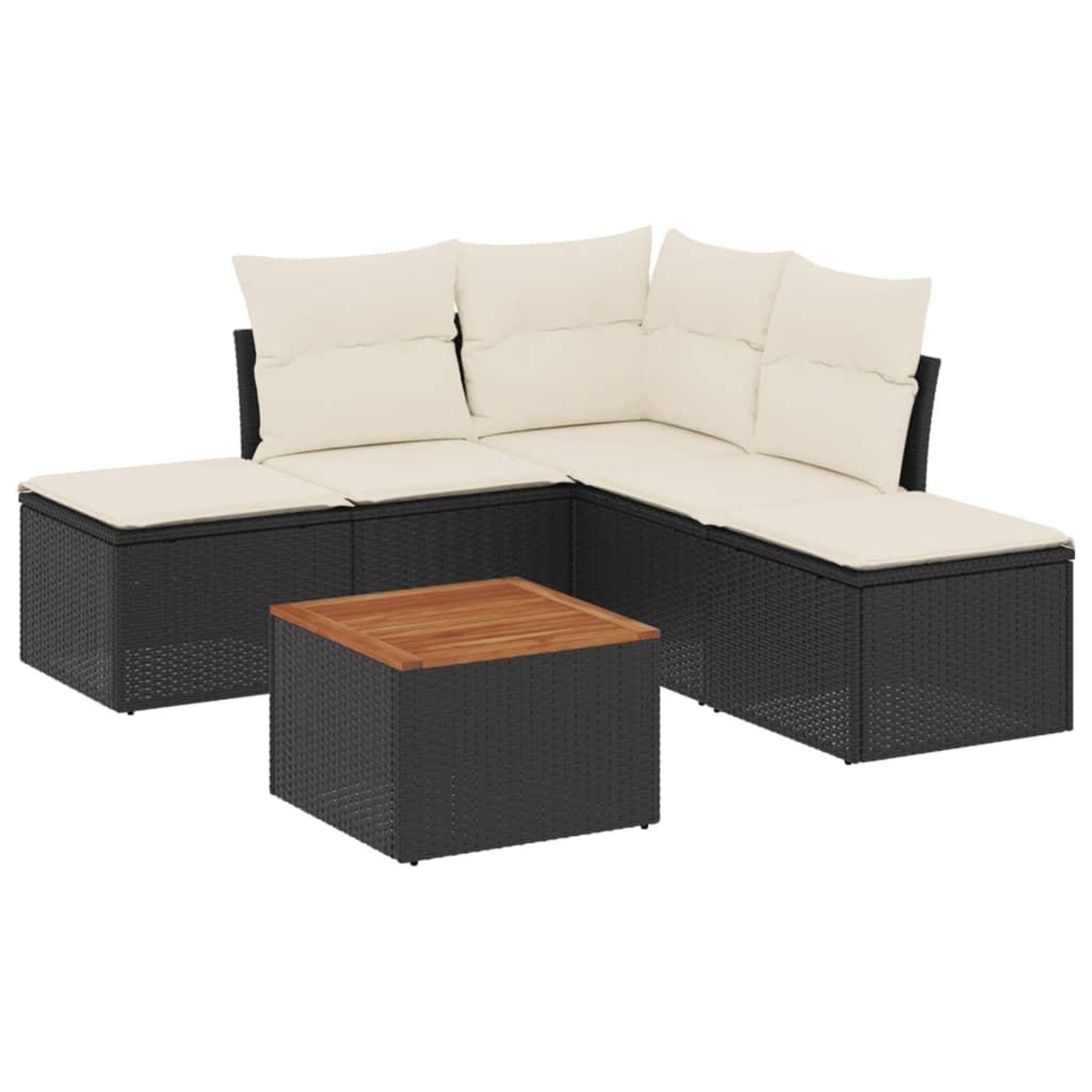 Voir la diapositive 2 : VIDAXL Salon de jardin 6 pcs avec coussins noir resine tressee