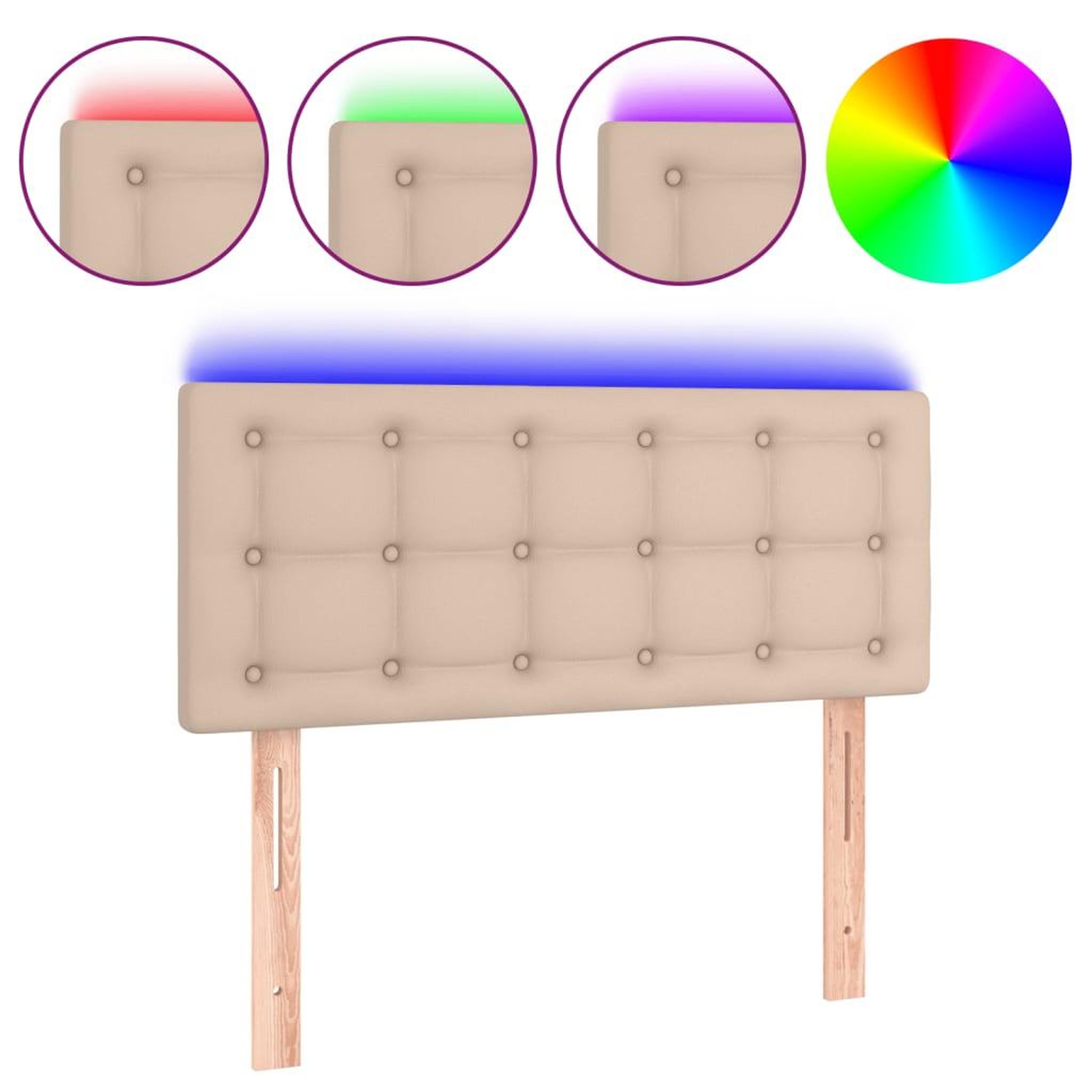 Voir la diapositive 2 : VIDAXL Tete de lit a LED Cappuccino 90x5x78/88 cm Similicuir