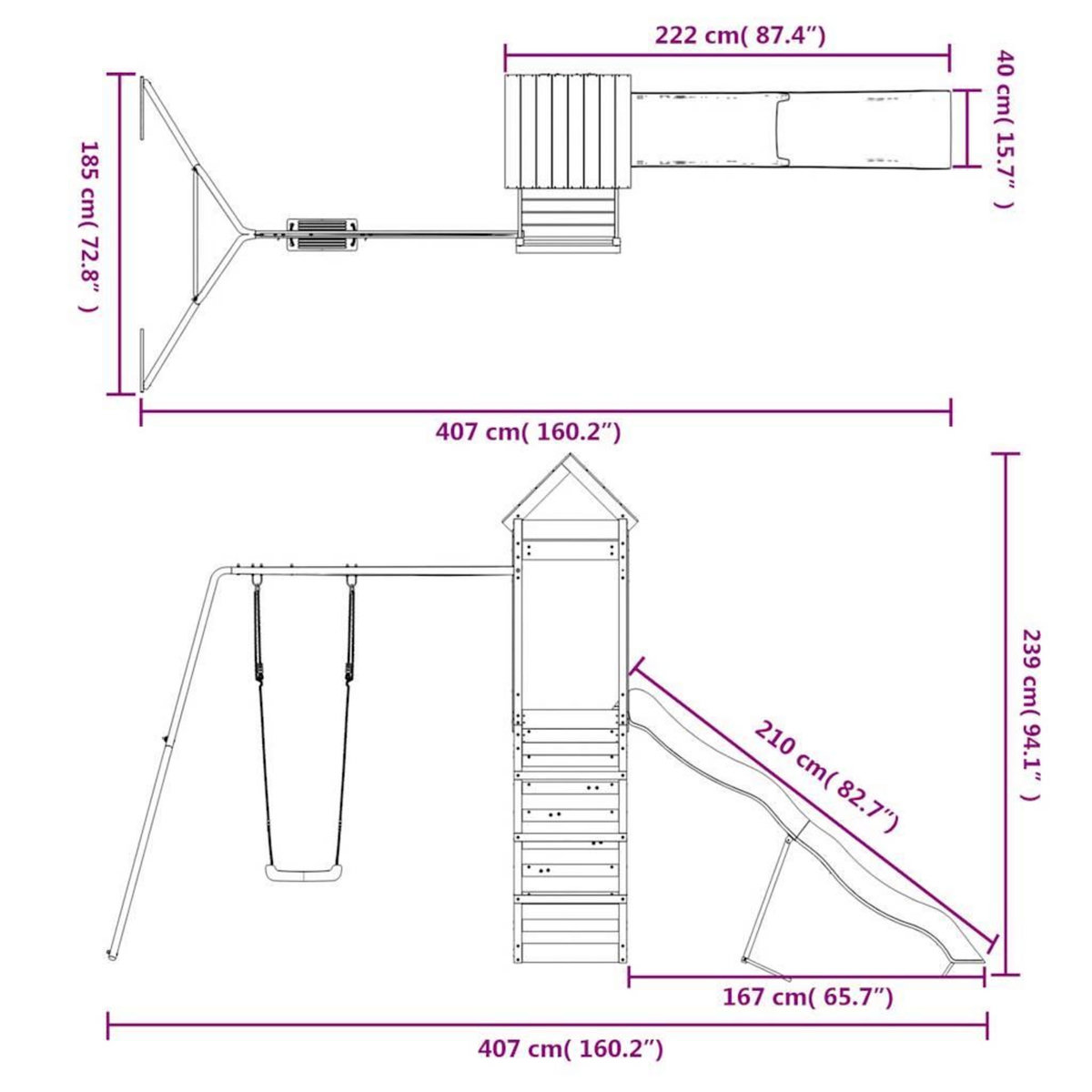 VIDAXL Aire de jeux d'exterieur bois massif de douglas