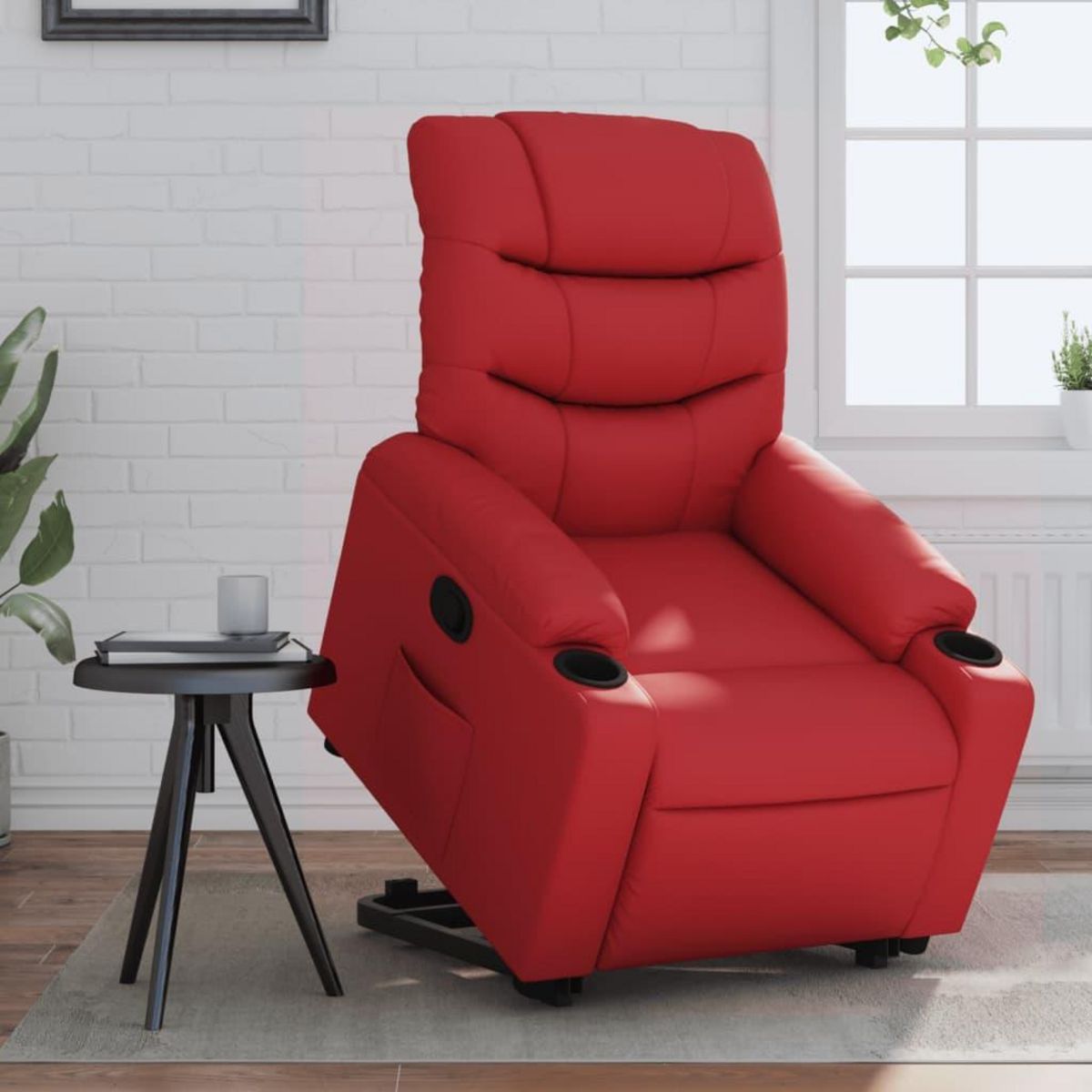 VIDAXL Fauteuil inclinable electrique rouge similicuir