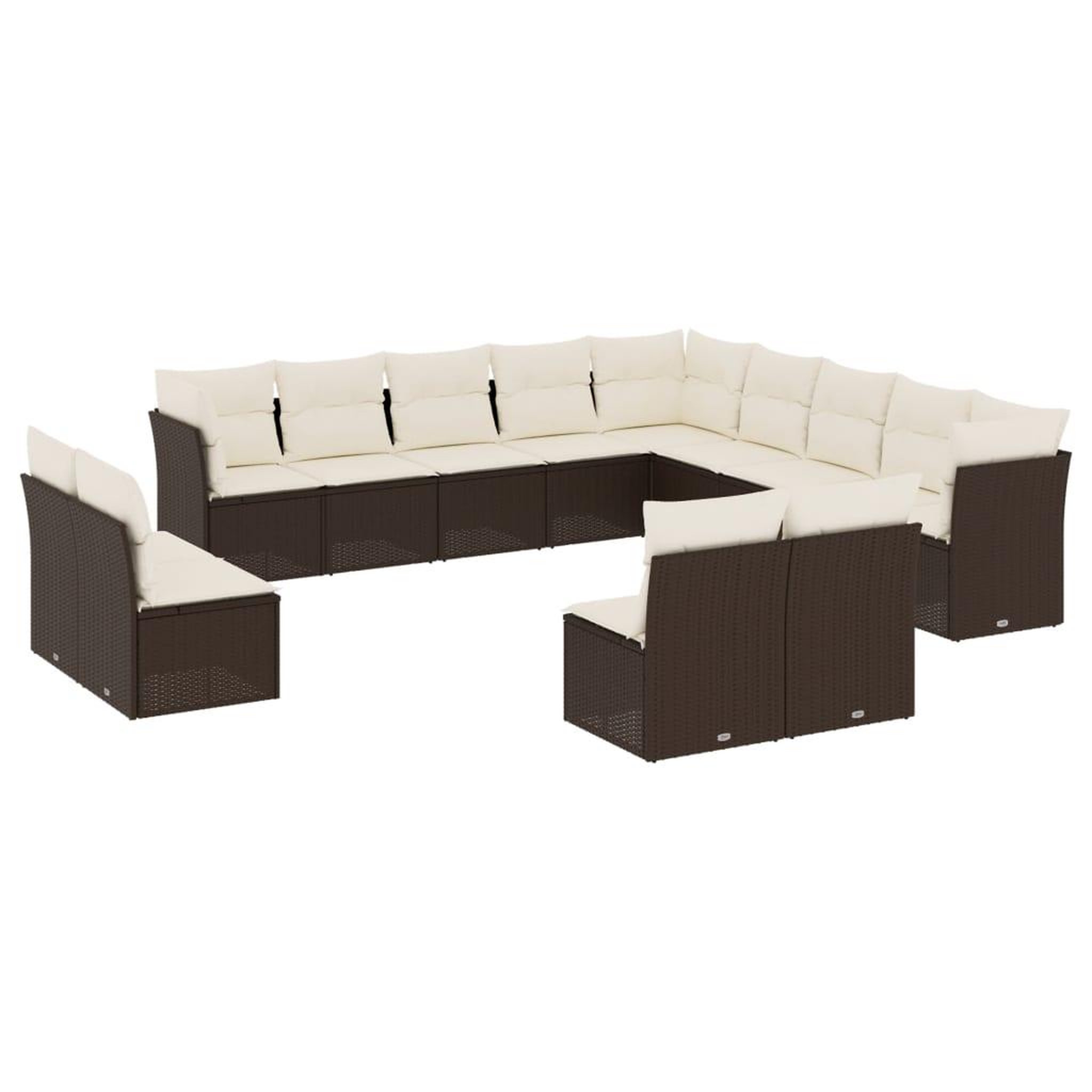 Voir la diapositive 2 : VIDAXL Salon de jardin avec coussins 13 pcs marron resine tressee