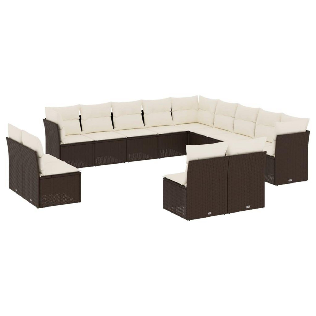 VIDAXL Salon de jardin avec coussins 13 pcs marron resine tressee