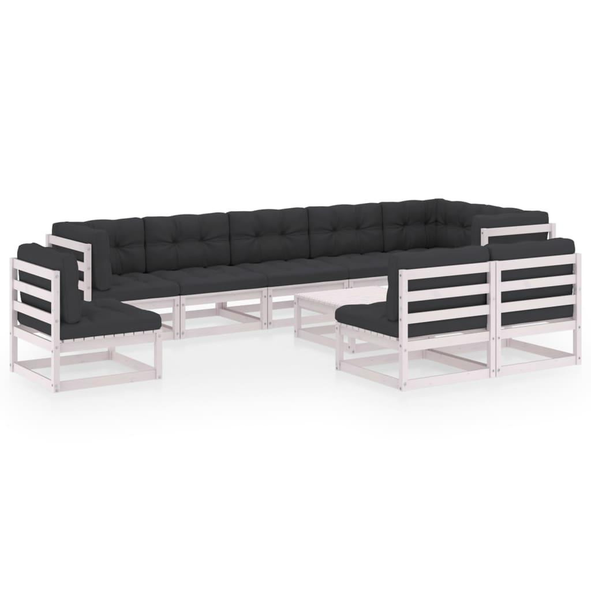 Voir la diapositive 2 : VIDAXL Salon de jardin 10 pcs avec coussins Bois de pin massif