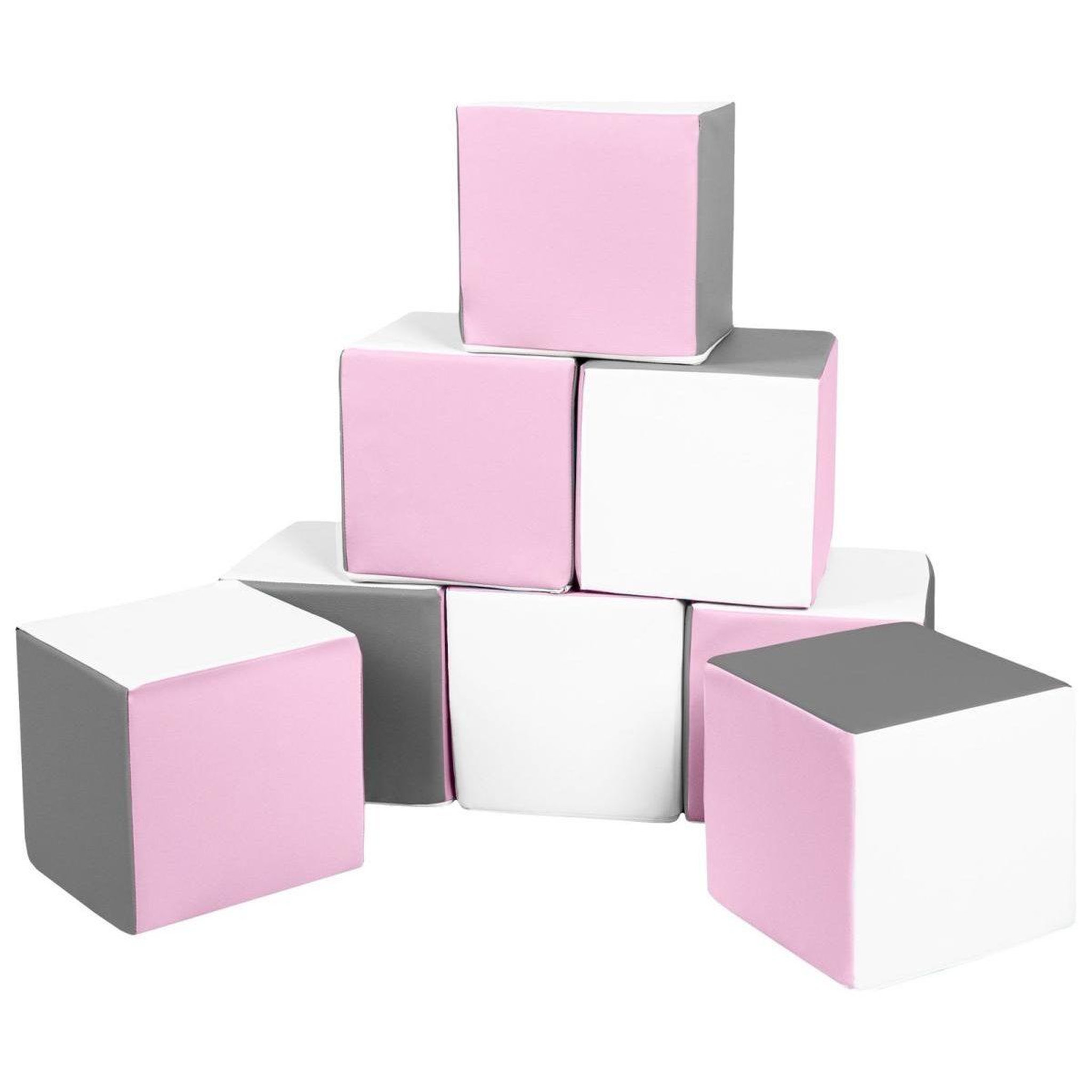 VELINDA Cubes - Lot de 8 blocs en mousse — blanc,rose clair,gris