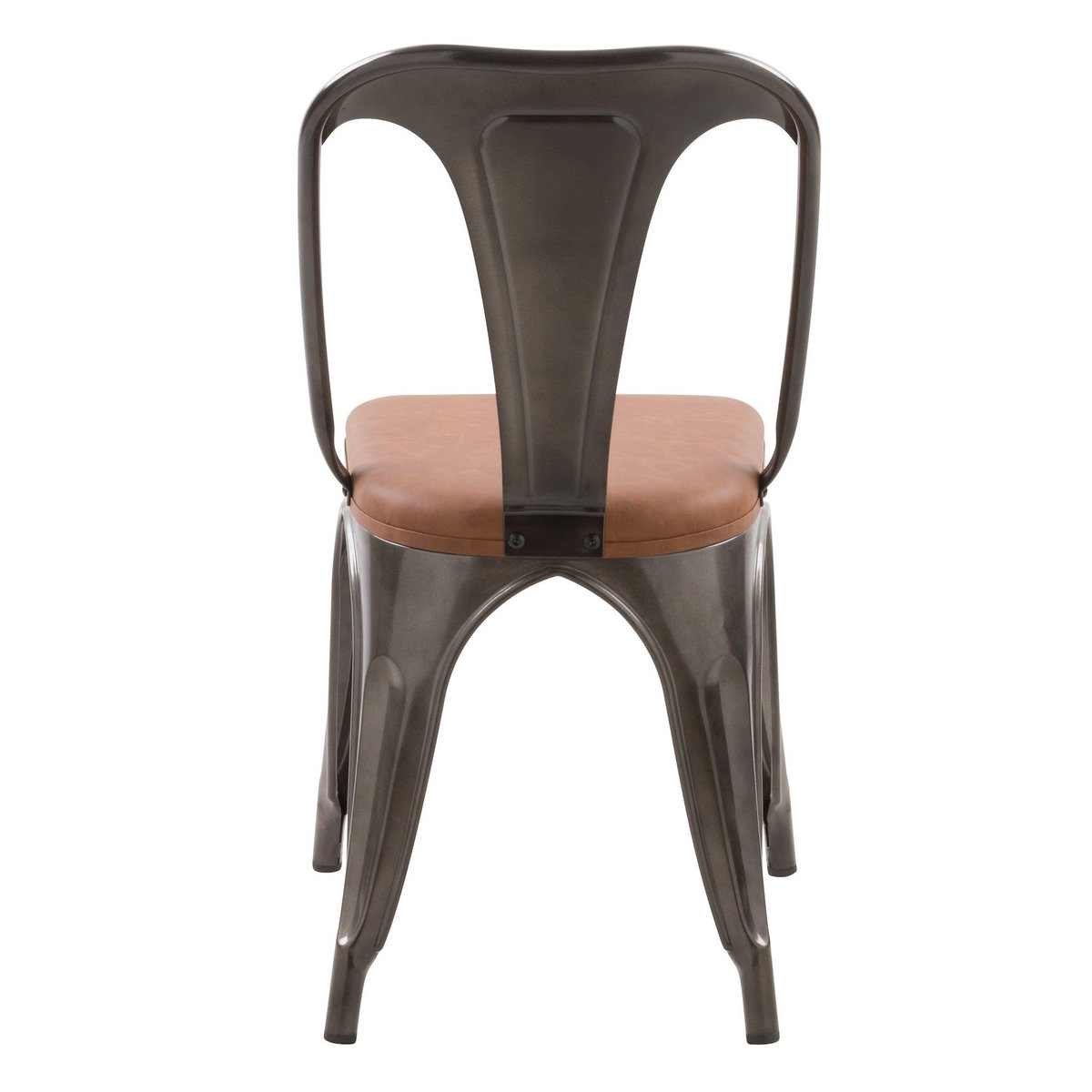 Rendez vous déco Lot de 2 chaises en métal gris et cuir synthétique marron-Charly