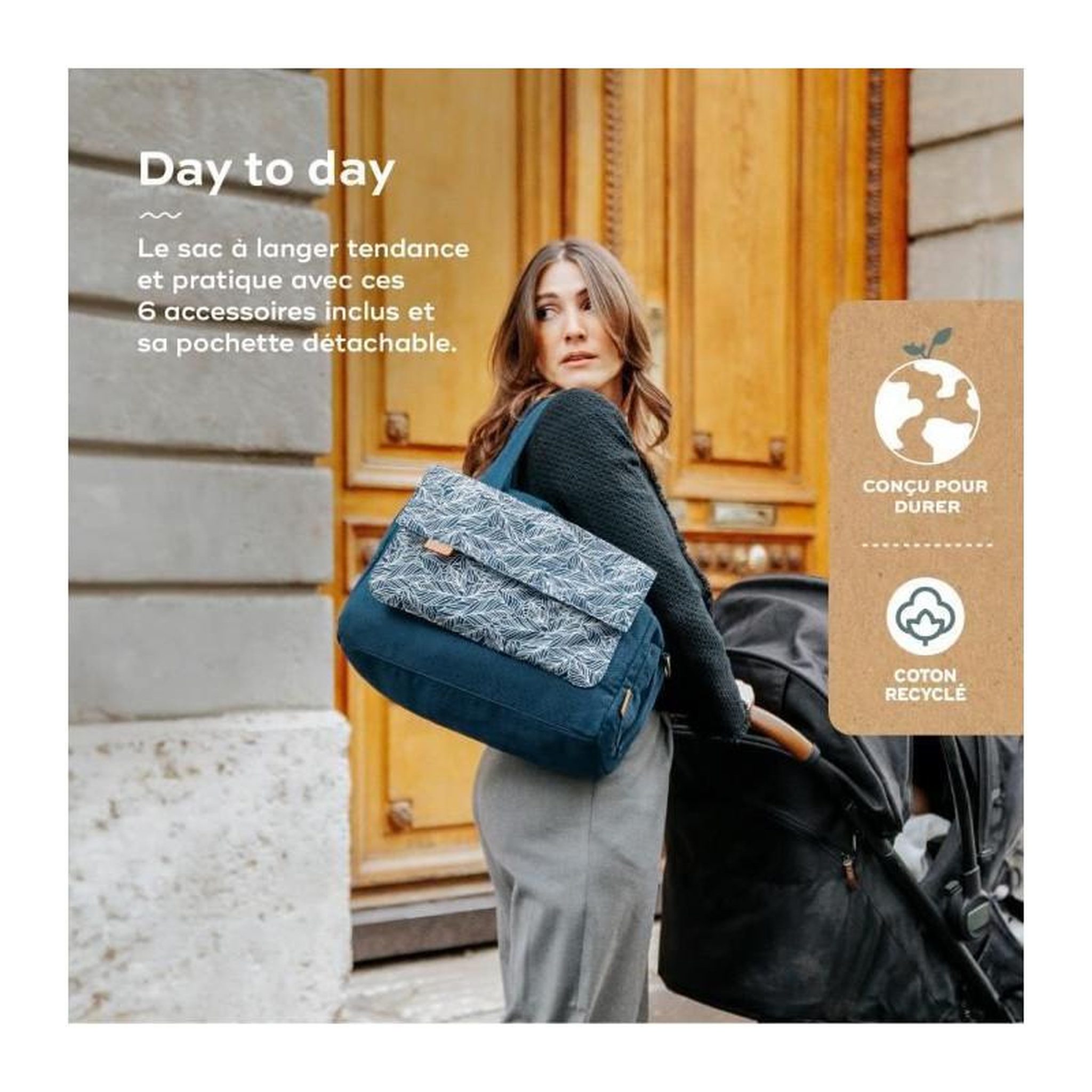 Voir la diapositive 2 : BABYMOOV Babymoov Sac (a langer) Day to Day - Tendance et Fonctionnel, Capacité 23L, Nombreuses poches, 6 Accessoires inclus, Palm