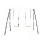 Axi House AXI Portique double 2 balancoires en bois Gris Blanc 160x254x207cm