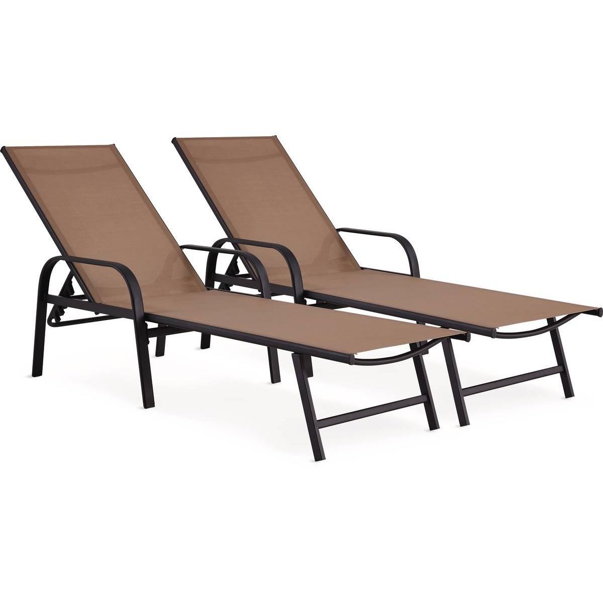 Habitat et Jardin Lot de 2 Bains de soleil en métal  Farniente  - Taupe