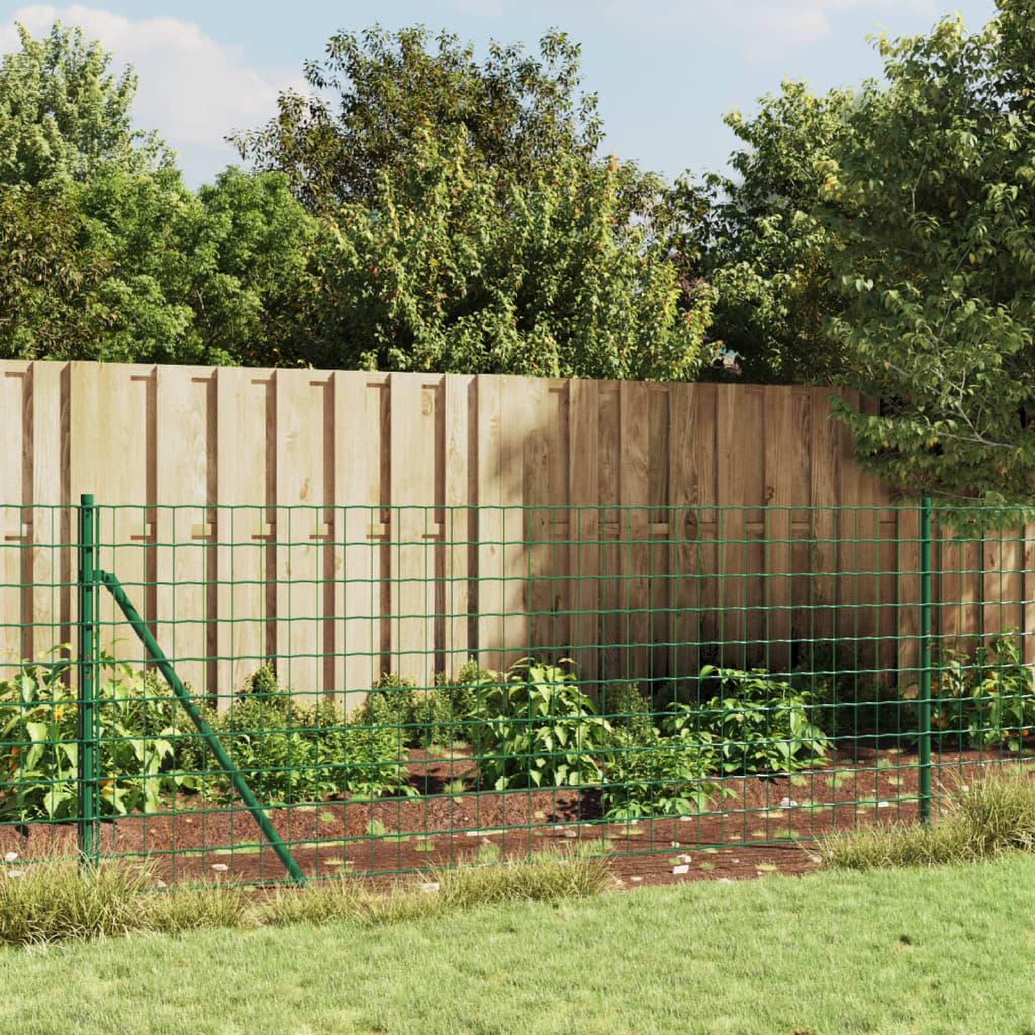 VIDAXL Cloture en treillis metallique et piquet d'ancrage vert 0,8x25m