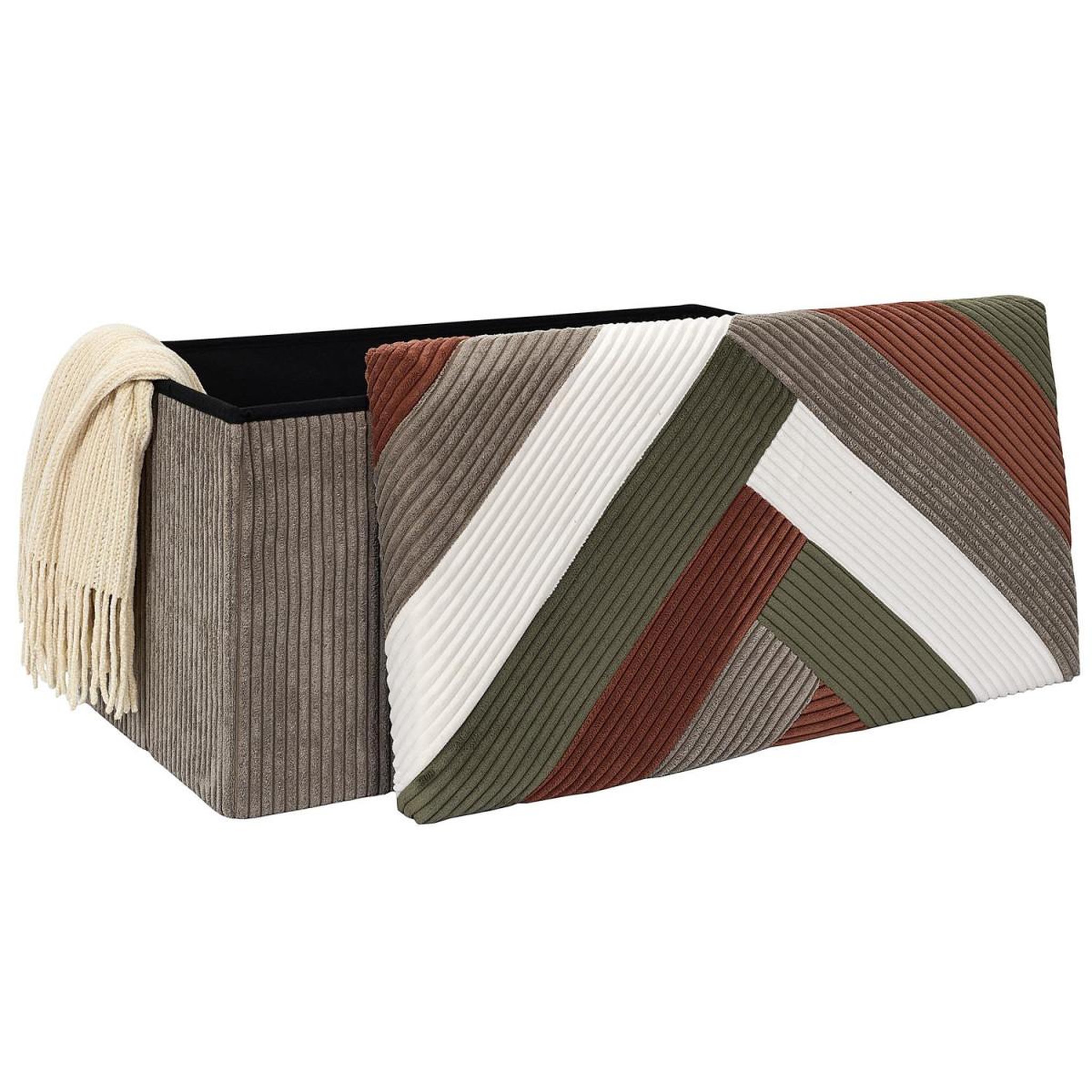 Voir la diapositive 3 : The Home Deco Factory Banc coffre pliable côtelé  scott  76cm multicolore