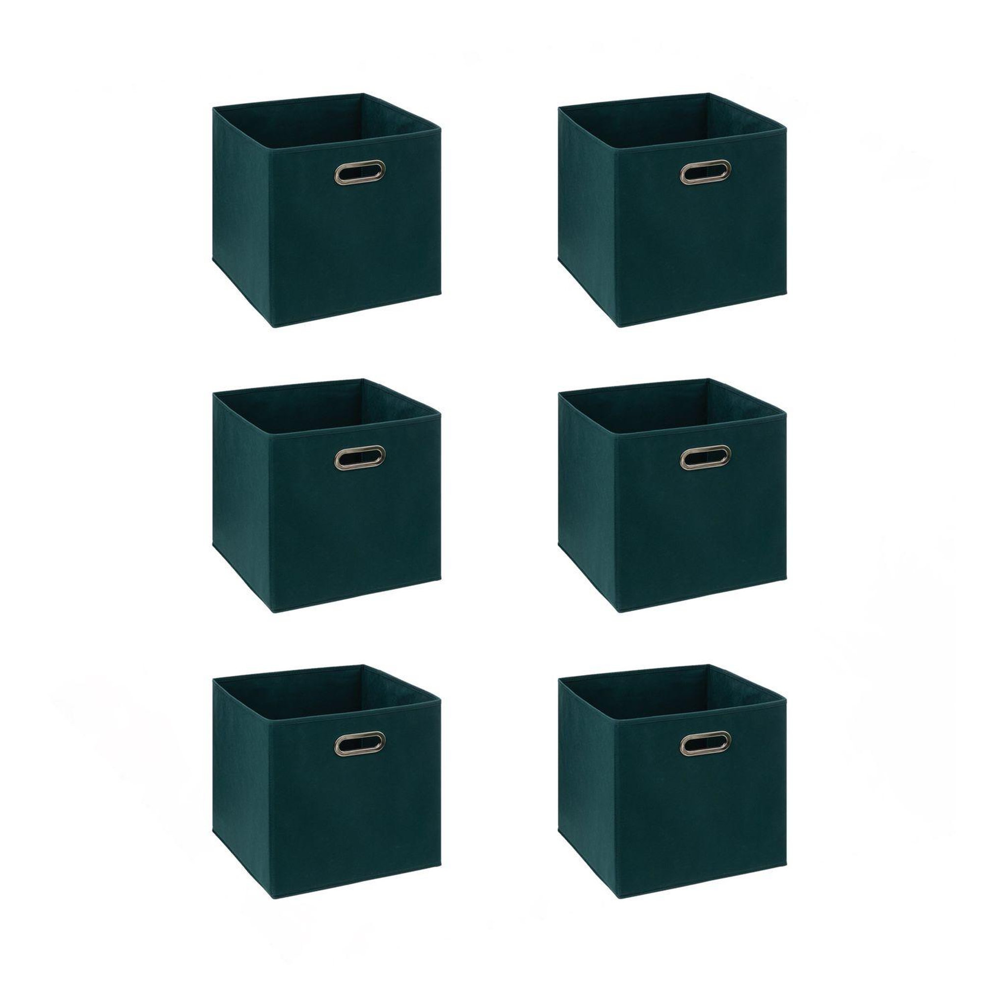 TOILINUX Lot de 6 boîtes de rangement en tissu mix 'n modul. Coloris disponibles : Bleu