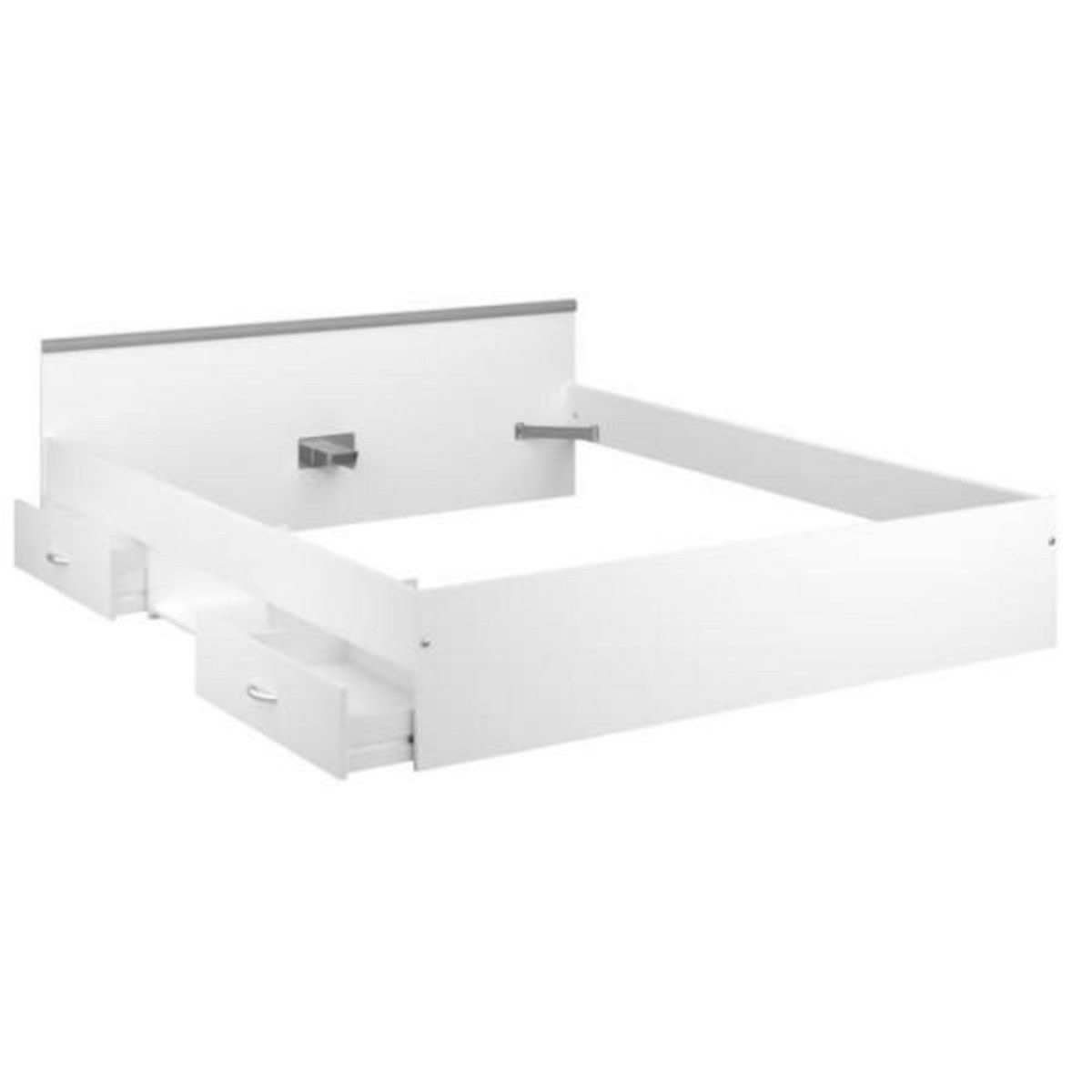 PARISOT Chambre complete adulte: Lit 160 x 200 cm + armoire 3 portes et 2 tiroirs + 2 chevets - Décor Blanc - PARISOT