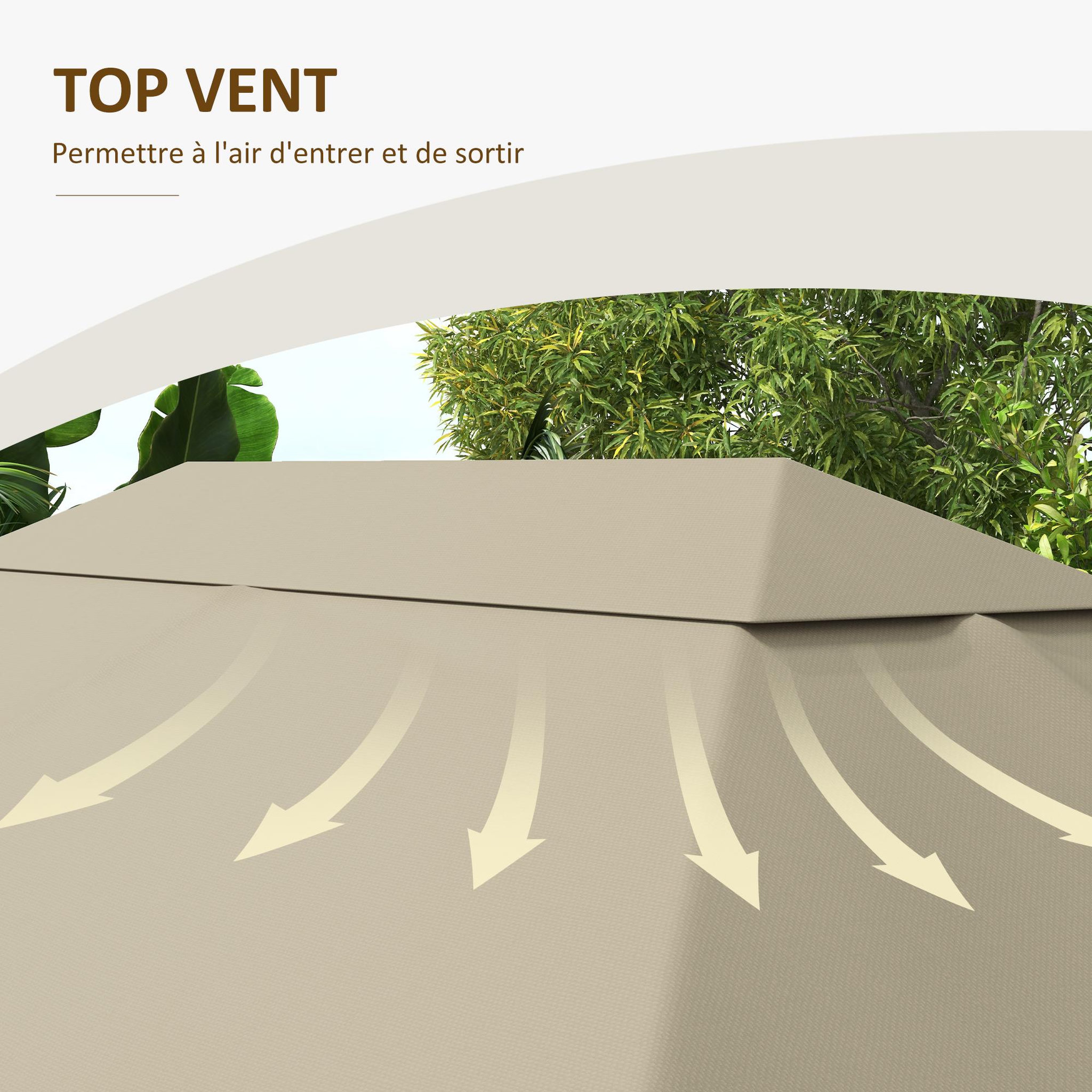 Voir la diapositive 4 : OUTSUNNY Toile de remplacement tonnelle 3 x 4 m tissu haute densité kaki