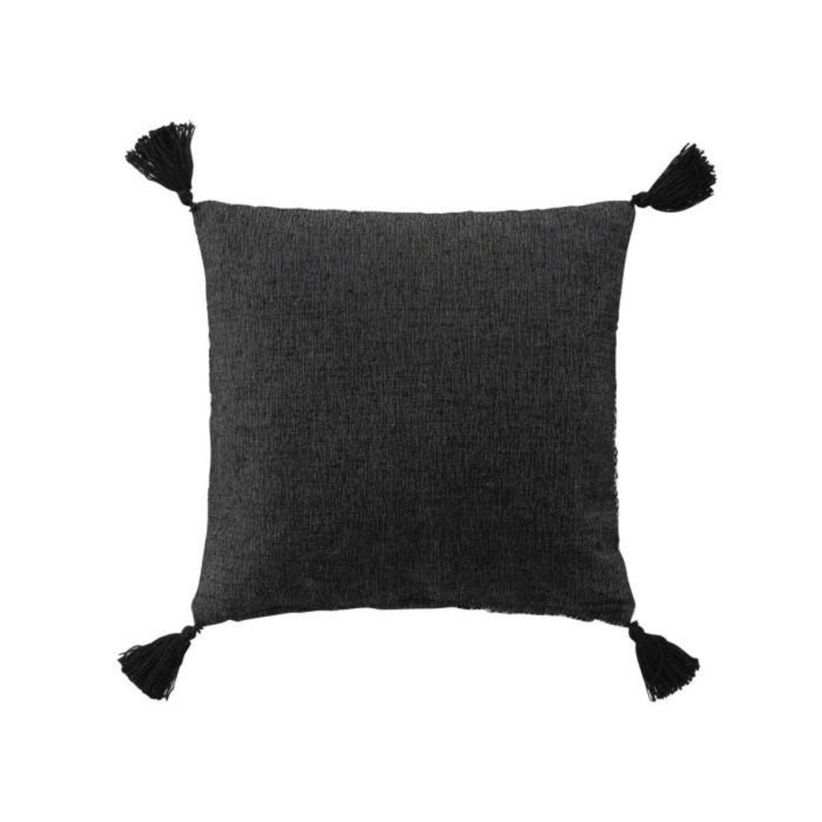 Paris Prix Coussin Déco à Pompons  Janna  40x40cm Noir