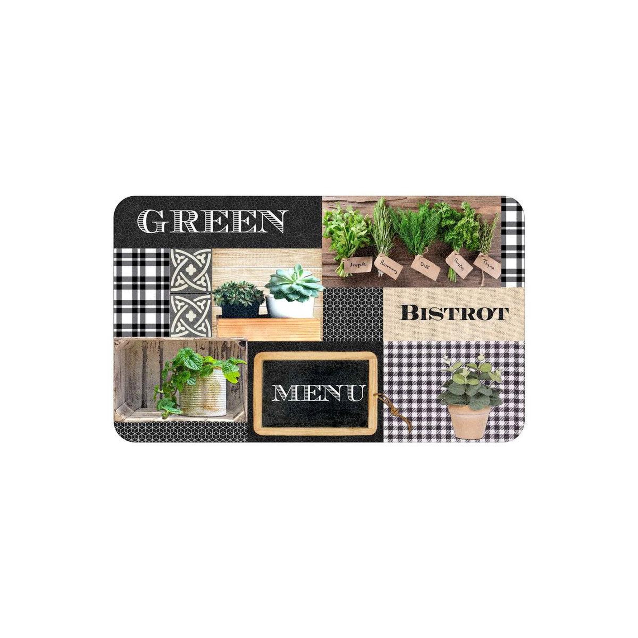 Douceur d'Intérieur Tapis de cuisine mousse  green bistrot  45x75cm multicolore