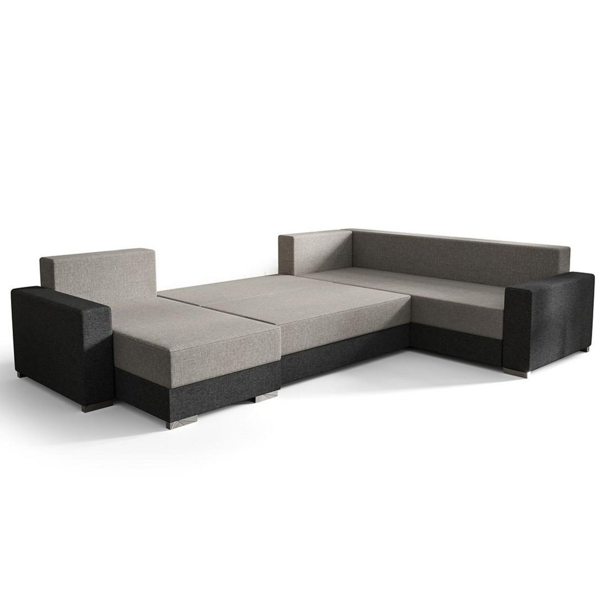 BEST MOBILIER Epona - canapé panoramique d'angle réversible 7 places convertible avec coffre en tissu