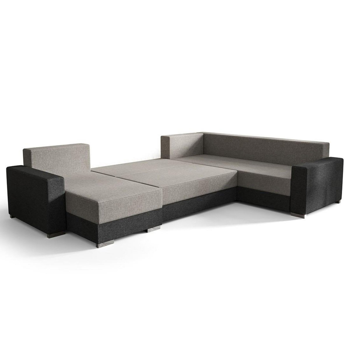 BEST MOBILIER Epona - canapé panoramique d'angle réversible 7 places convertible avec coffre en tissu