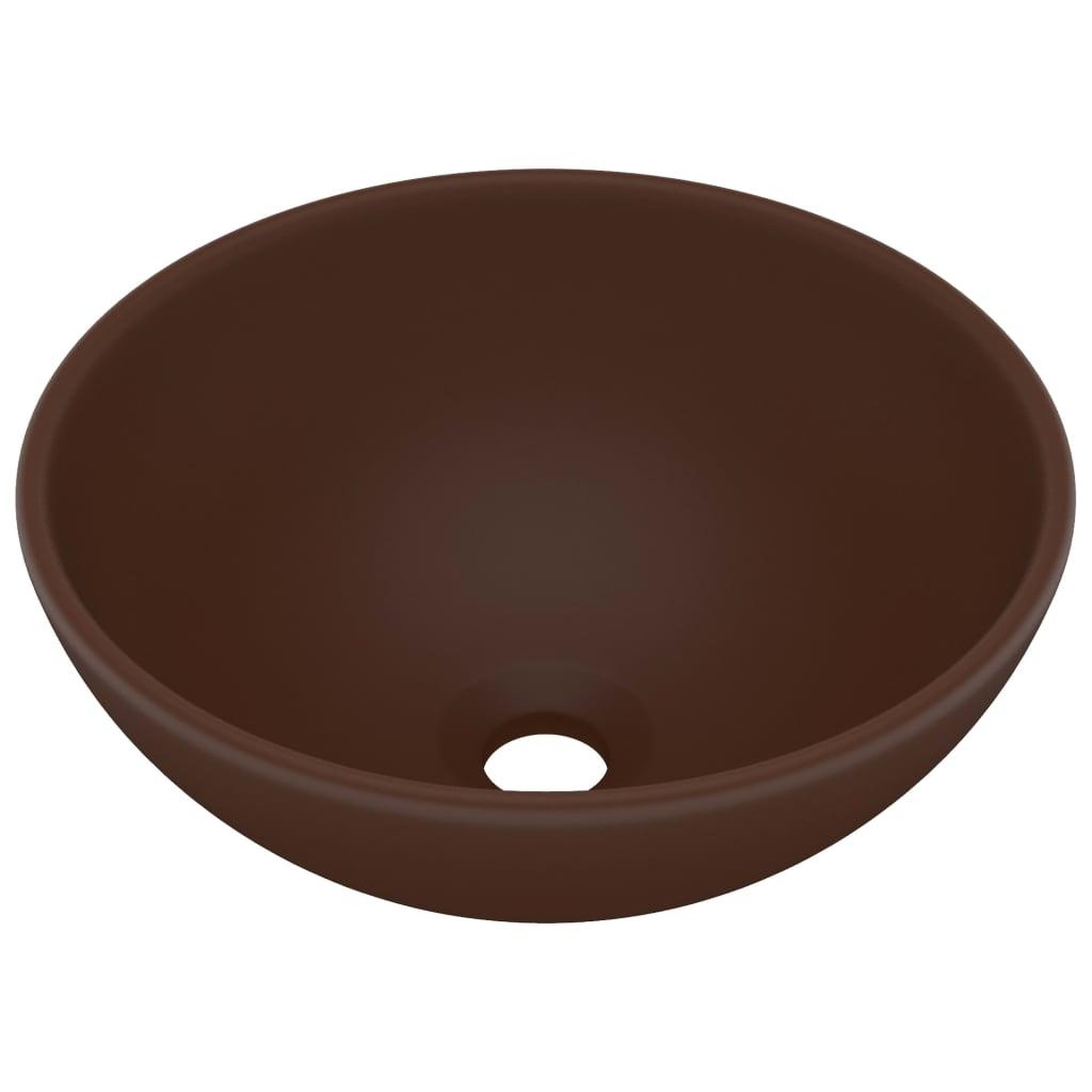 Voir la diapositive 2 : VIDAXL Lavabo rond salle de bain Marron fonce mat 32,5x14 cm Ceramique
