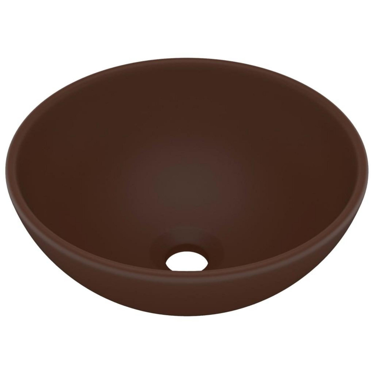 VIDAXL Lavabo rond salle de bain Marron fonce mat 32,5x14 cm Ceramique