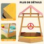 Voir la diapositive 6 : HOMCOM Bac à sable en bois design bateau enfant - sièges, store double pente, gouvernail - bois pré-huilé