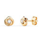 Voir la diapositive 1 : L'ATELIER D'AZUR Boucles d'Oreilles Or 18 Carats 750 Jaune et Zicroniums - Motif Noeud