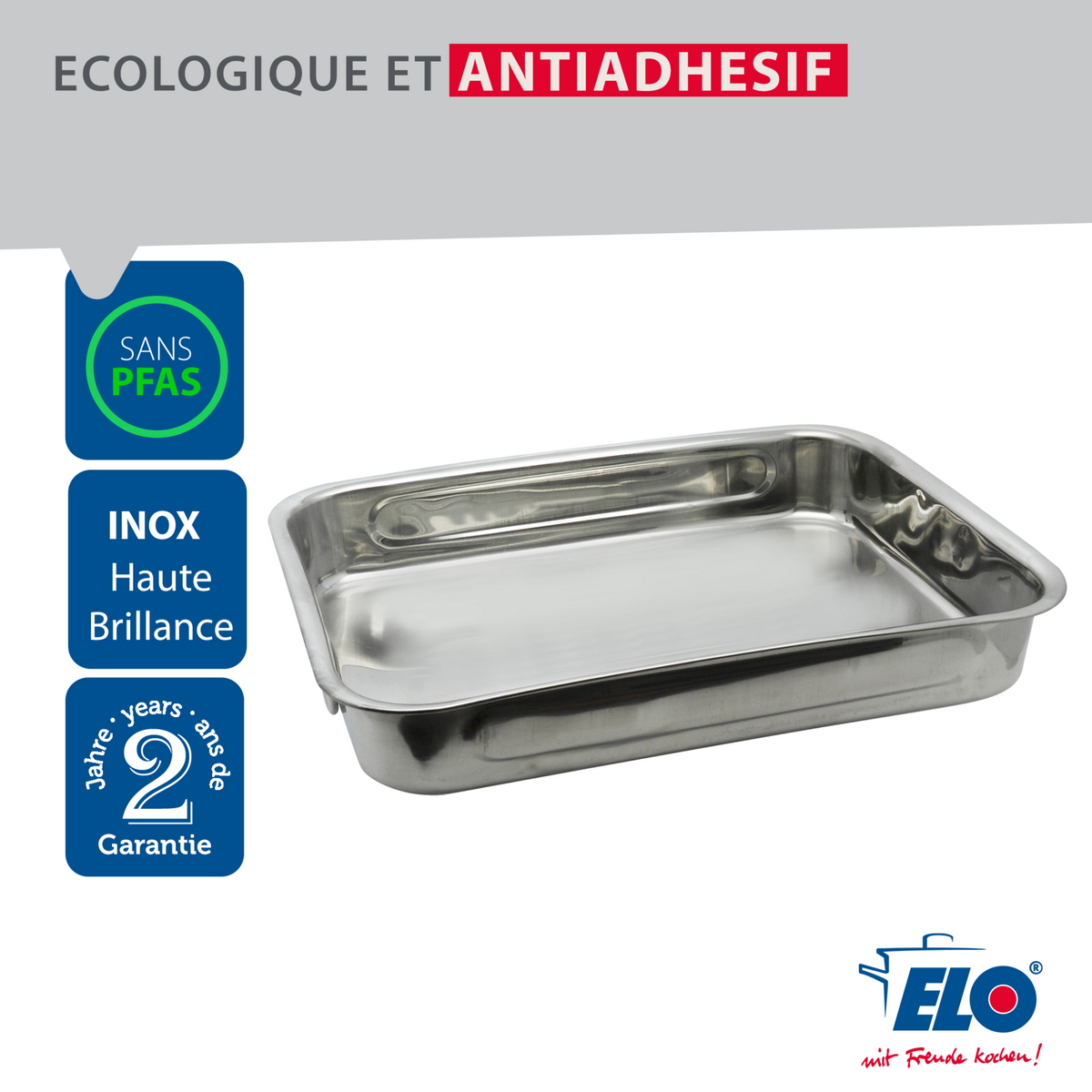 ELO Plat four en inox rectangulaire 27,5 x 20,4 x 6 cm en extérieur Elo Edition Red