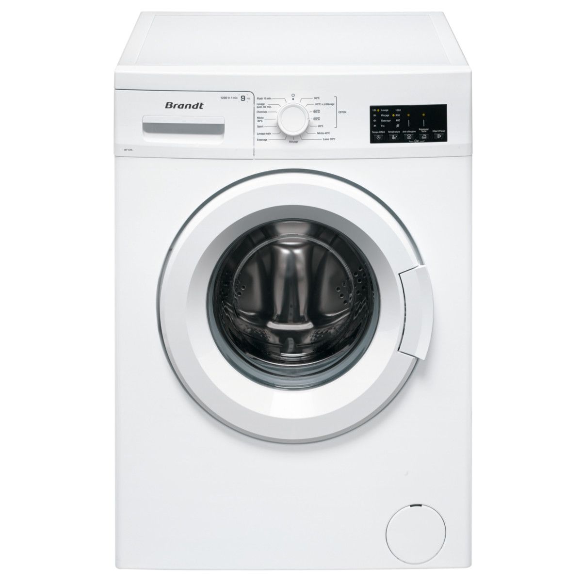 BRANDT Lave-linge hublot WF129L, 9 Kg, 1200 T/min