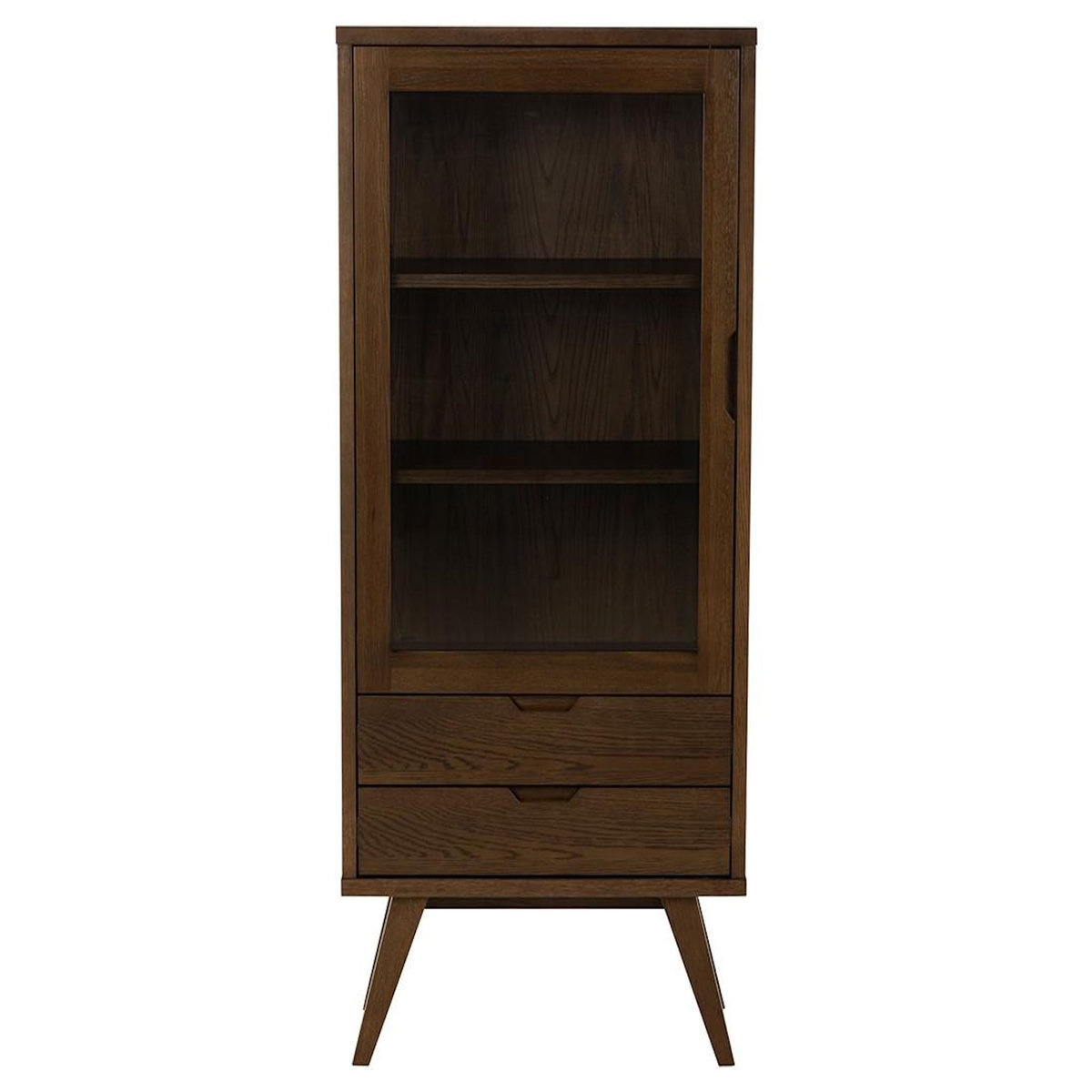 LISA DESIGN Pauline - vitrine - chêne foncé - 2 tiroirs et 1 porte - 72x145 cm