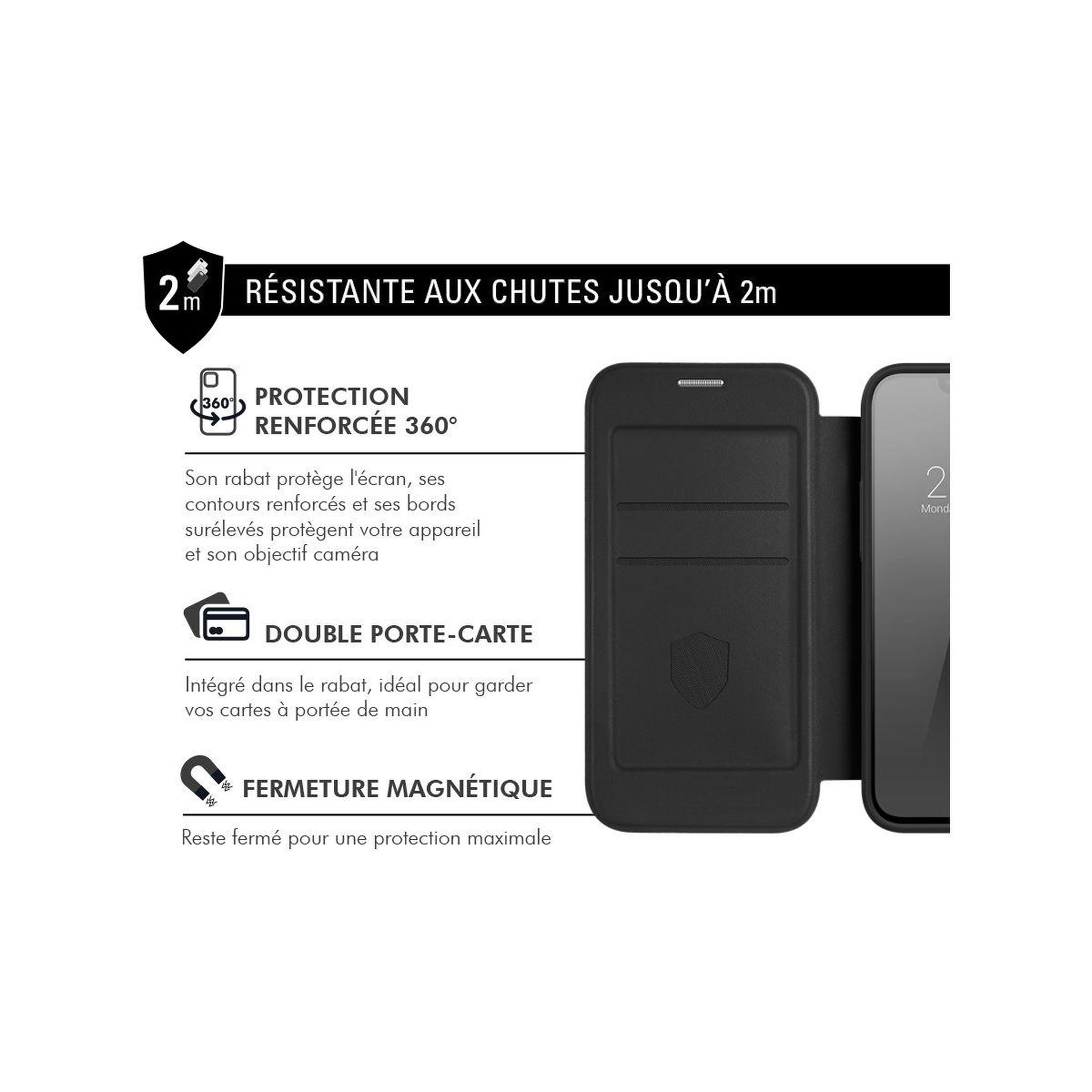 Voir la diapositive 3 : FORCE CASE Coque étui iphone 15 pro magsafe renforcé noir