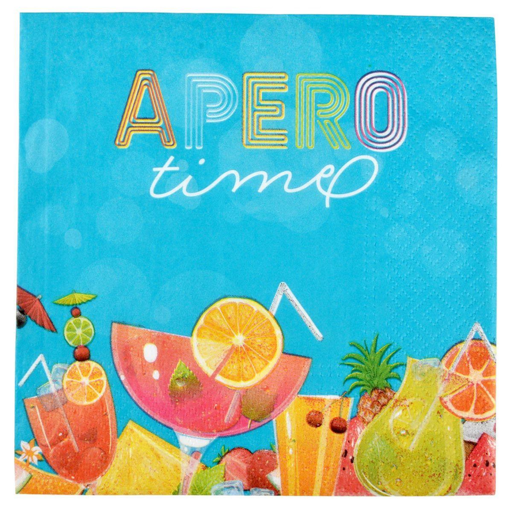 HOMEA Lot de 20 serviettes en papier  apéro time  33x33cm bleu