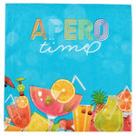 Paris Prix Lot de 20 Serviettes en Papier  Apéro Time  33x33cm Bleu