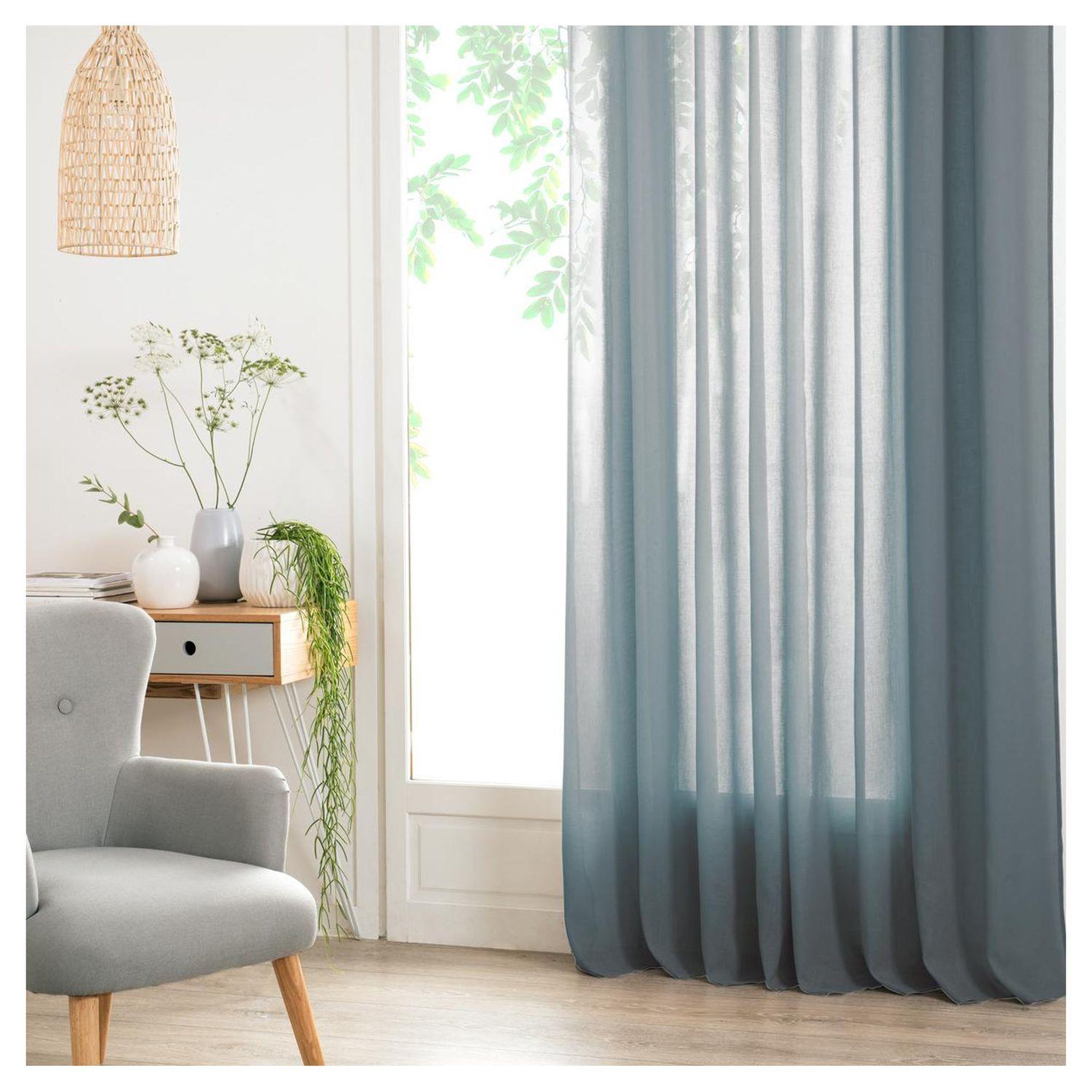 Voir la diapositive 1 : ATMOSPHERA Rideau Voilage uni oeillets métal en polyester 140x240cm ANA