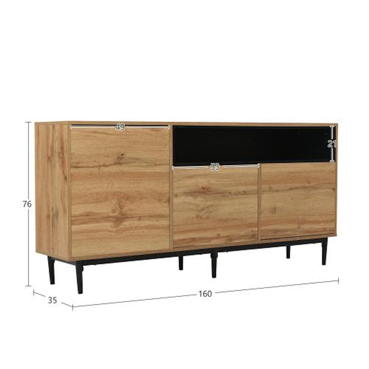 MERAX Buffet 3 porte(s) 0 tiroir(s) - 160 cm naturel mdf