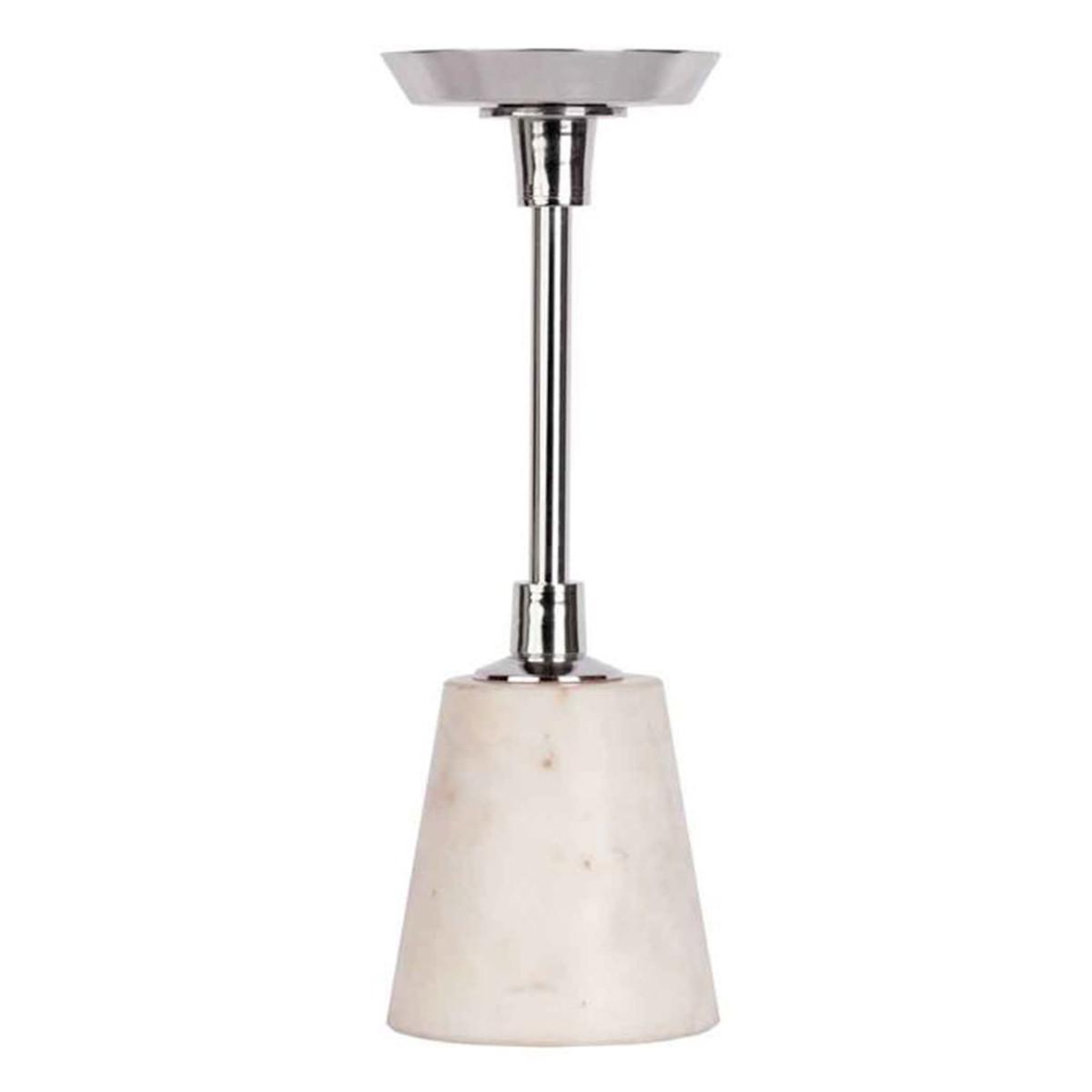 Paris Prix Bougeoir design en marbre  fayya  30cm blanc & argent