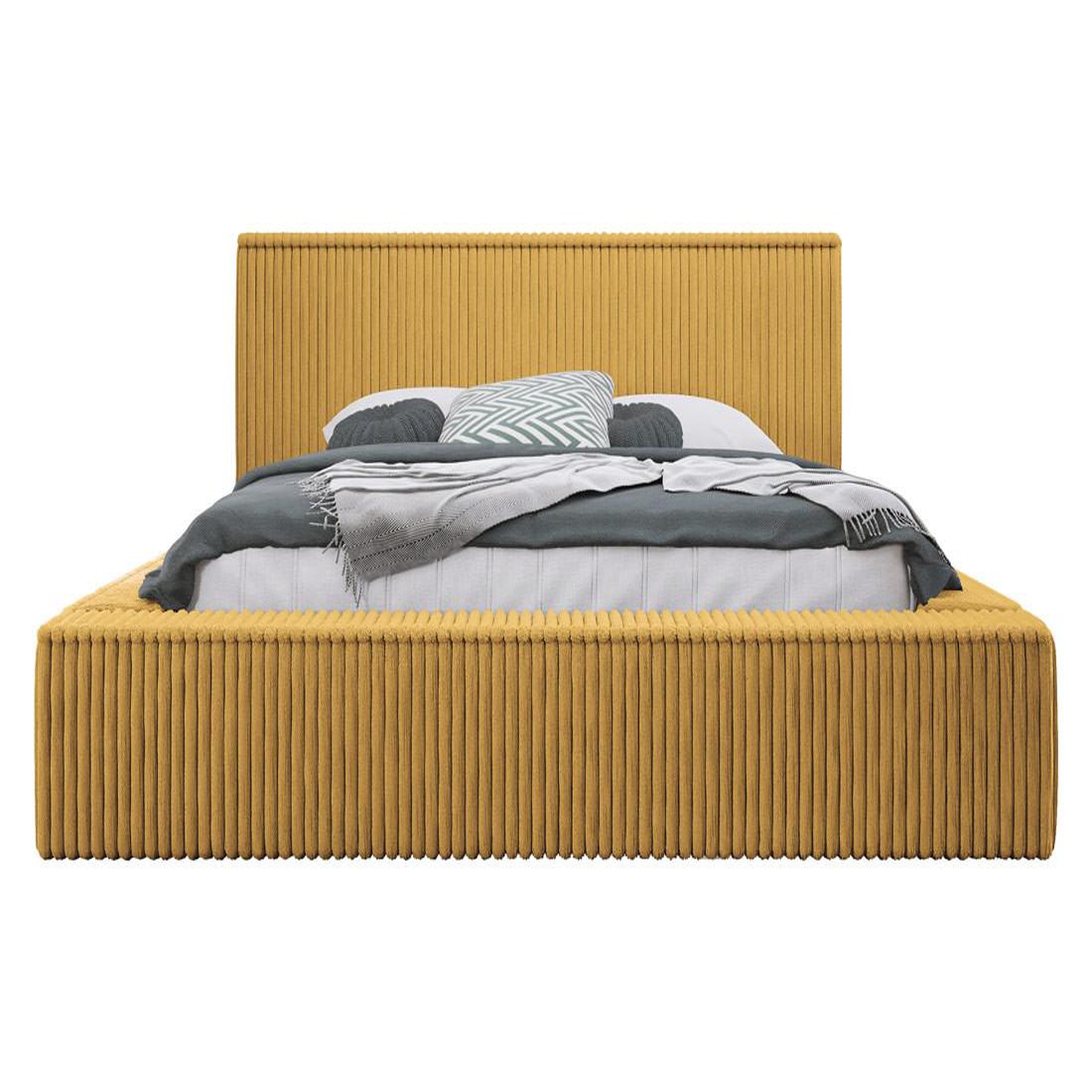 Voir la diapositive 2 : BEST MOBILIER Swan - lit coffre - 180x200 cm - sommier inclus - en velours côtelé grosses côtes