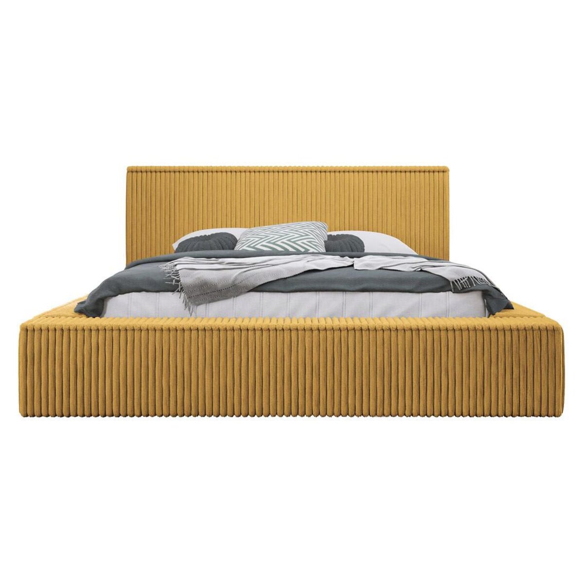 BEST MOBILIER Swan - lit coffre - 180x200 cm - sommier inclus - en velours côtelé grosses côtes