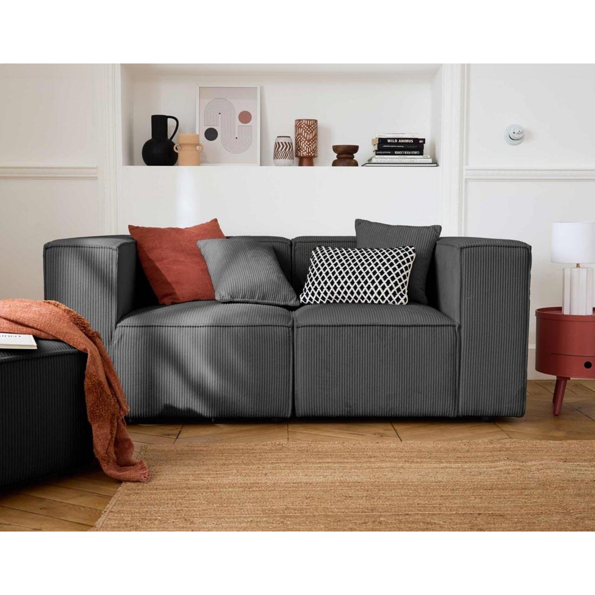 LISA DESIGN Arty - canapé modulable 2 places - en velours côtelé